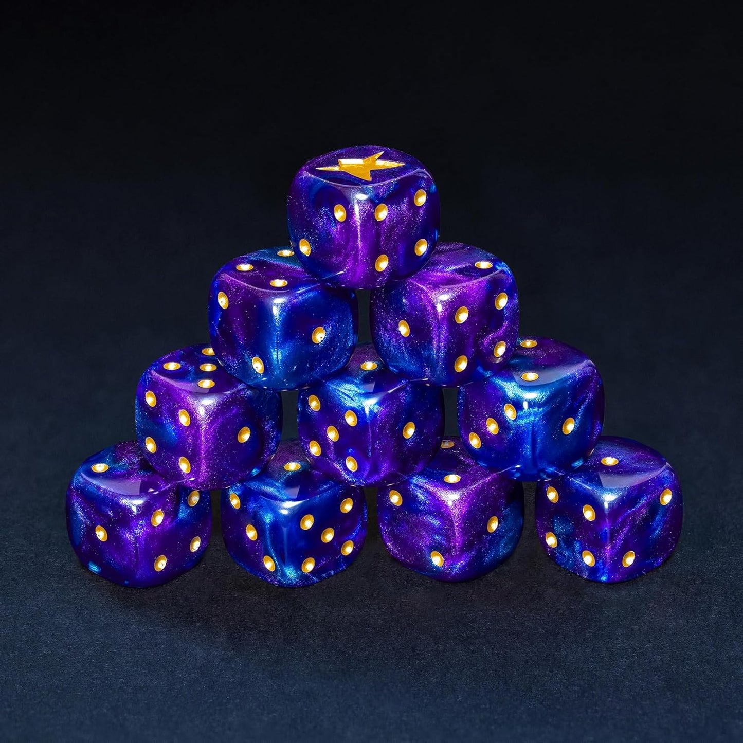 Cthulhu D6 Dice Set – 10 x 16mm Resin Dice with Elder Sign on Six | Classic Pips | Lovecraft Horror Themed Dice for Wargames, TTRPG, Board Games, DND, Call of Cthulhu