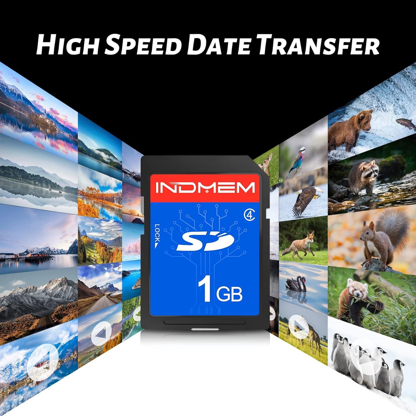 INDMEM SD Card 1GB, 6 Packs Class 4 1GB Flash Memory Card MLC Standard Secure Digital Cards Camera Card