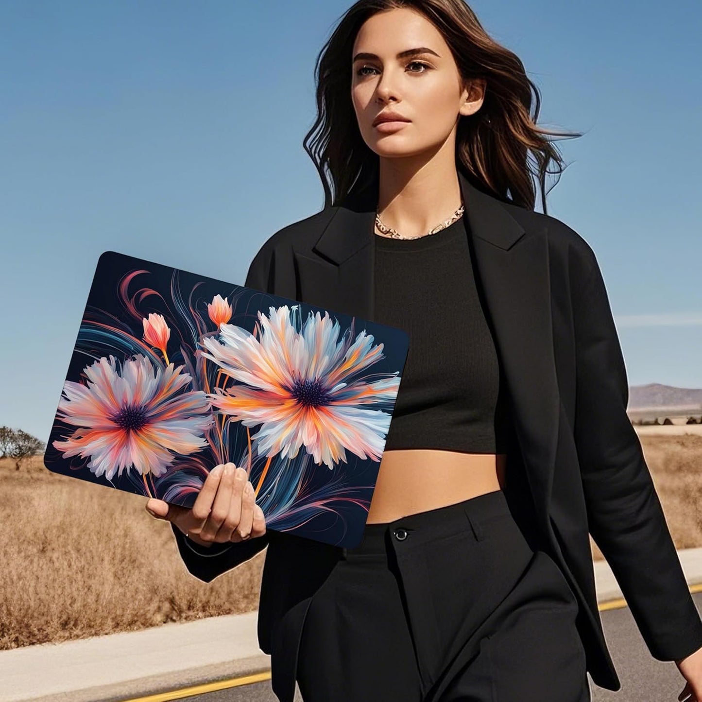 Mektron Compatible with M4 MacBook Air 15 inch Case 2025 A3241 2024 2023 M3 A3114 A2941 M2 Liquid Retina Display Touch ID, Plastic Hard Case & Keyboard Skin & Screen Protector - Floral C337