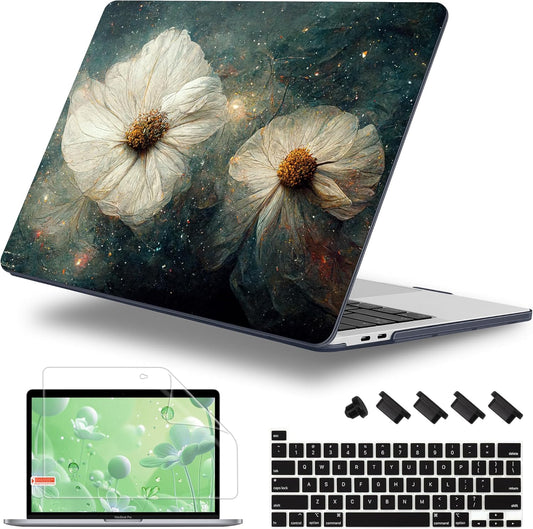 Case for MacBook Pro 13 inch with/Without Touch Bar (2016-2022, M2 A2338 M1 A2289 A2251 A2159 A1989 A1706 A1708), Hard Shell + Keyboard Cover + Dust Plug, Sky Flower