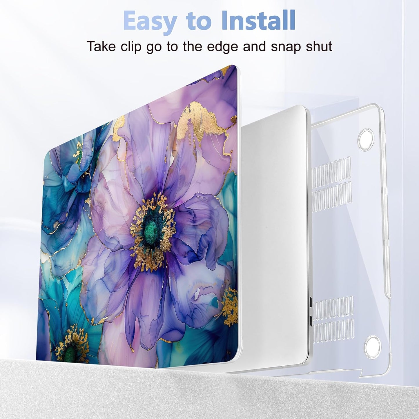 for MacBook Pro 16 inch Case 2019 2020 Release Model A2141, Plastic Hard Shell Cover with Keyboard cover & Screen Protector for MacBook Pro 16 inch with Touch Bar & Touch ID, Fluid Art Flowers