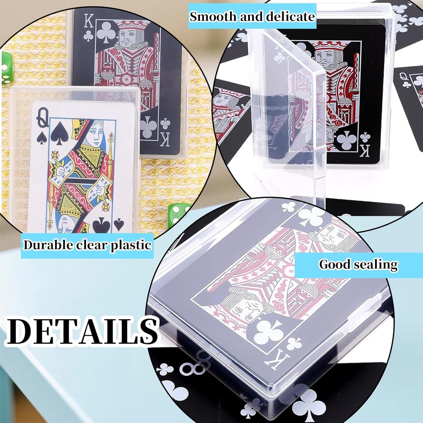 24 Pack Playing Card Case, Clear Playing Cards Deck Boxes, Empty Deck Cases, Plastic Storage Box Deck Holder with Snaps Closed for Gaming Business Card, 3.74 x 2.7 x 0.9 inch (NO Cards)