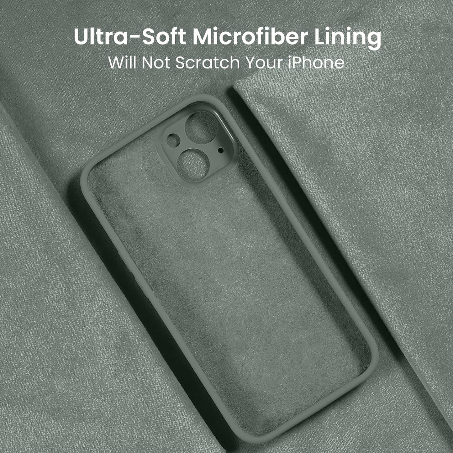 FireNova Designed for iPhone 15 Plus Case, Silicone [Camera Protection] Case with [2 Screen Protectors], Soft Anti-Scratch Microfiber Lining Inside, 6.7 inch, Calke Green