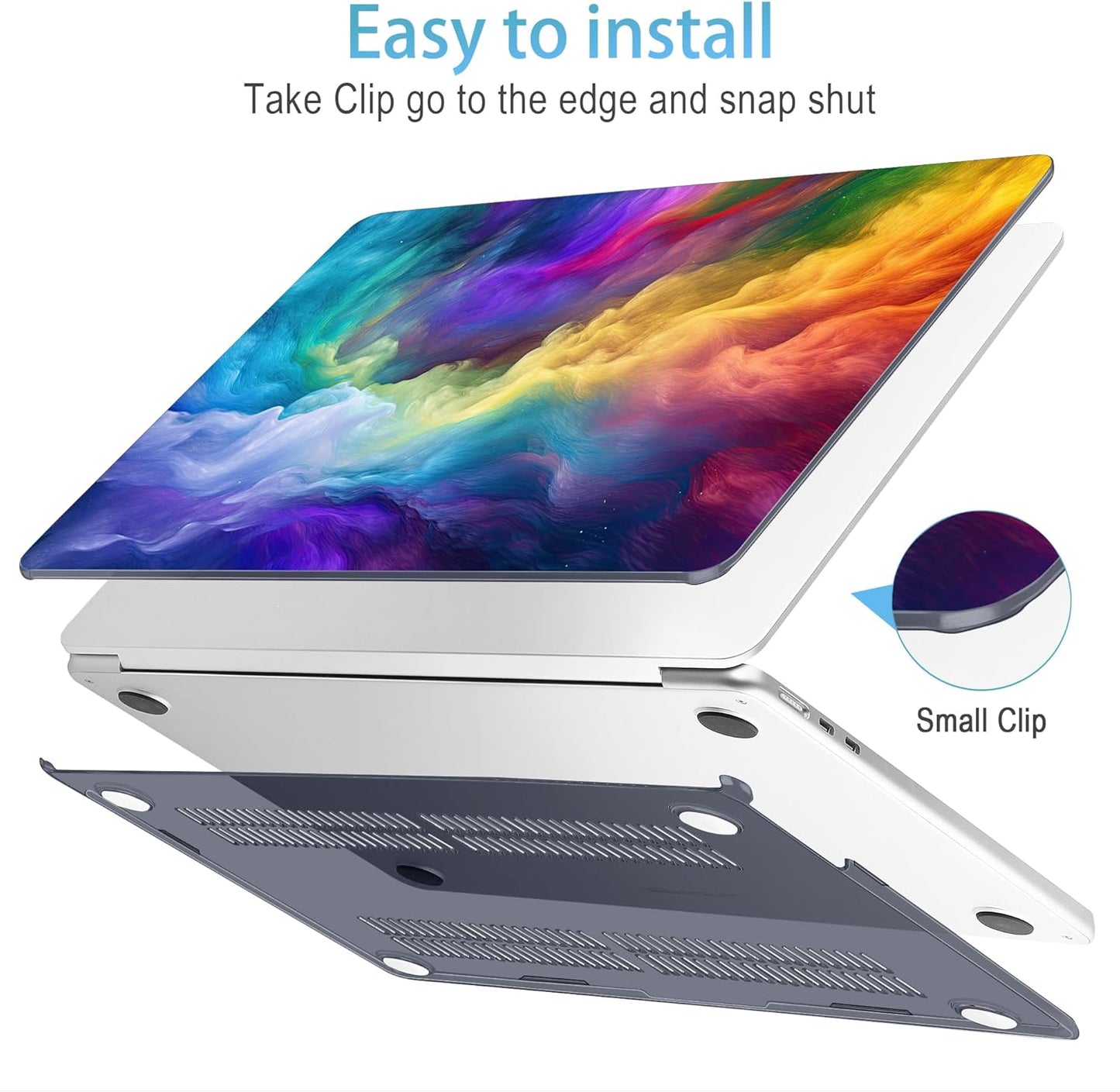 Mektron for 2025 M4 MacBook Air 13.6 Inch A3240 Case Fits 2023 A2681 M2 2024 A3113 M3 Chip with Liquid Retina Display Touch ID, Printed Plastic Hard Shell Cover for MacBook Air 13.6", Rainbow Cosmic