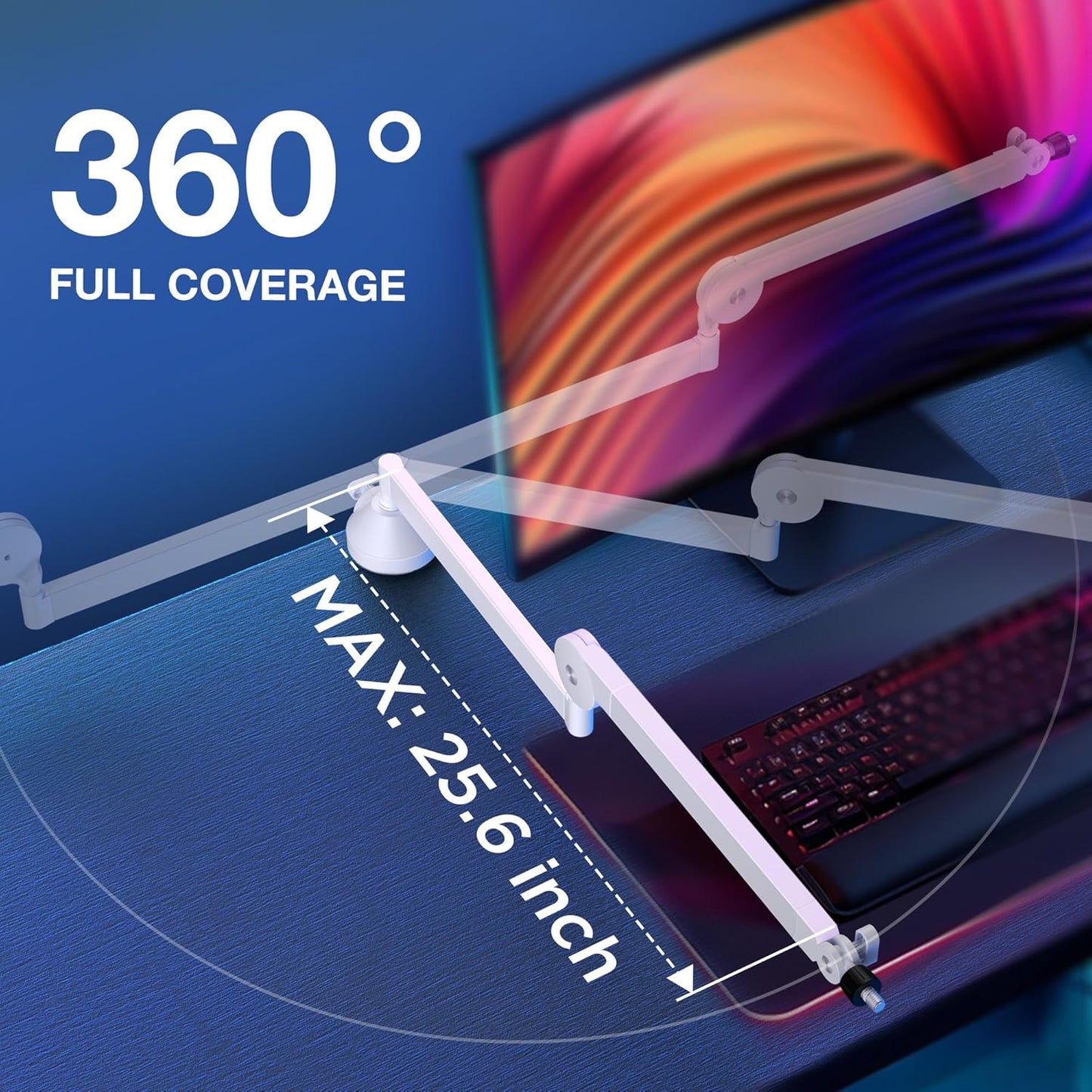 InnoGear Low Profile Mic Arm, 360° Rotatable Microphone Boom Arm Mic Stand for Fifine AM8 K669B Blue Yeti HyperX QuadCast SoloCast AT2020, with Mic Clip 3/8" to 5/8", 3/8" to 1/4" Adapter, White