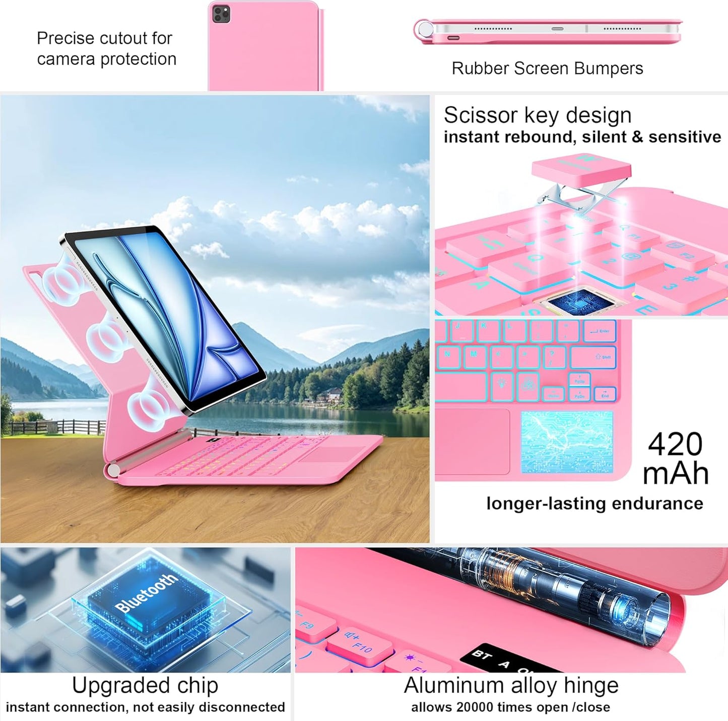 Keyboard Case for iPad Air 13 inch (M3 2025/M2, 2024),iPad Pro 12.9 inch (3/4/5/6th Gen)，Magic-Style Magnetic – Floating Cantilever Stand – Backlit Keyboard Case with Multi-Touch Trackpad