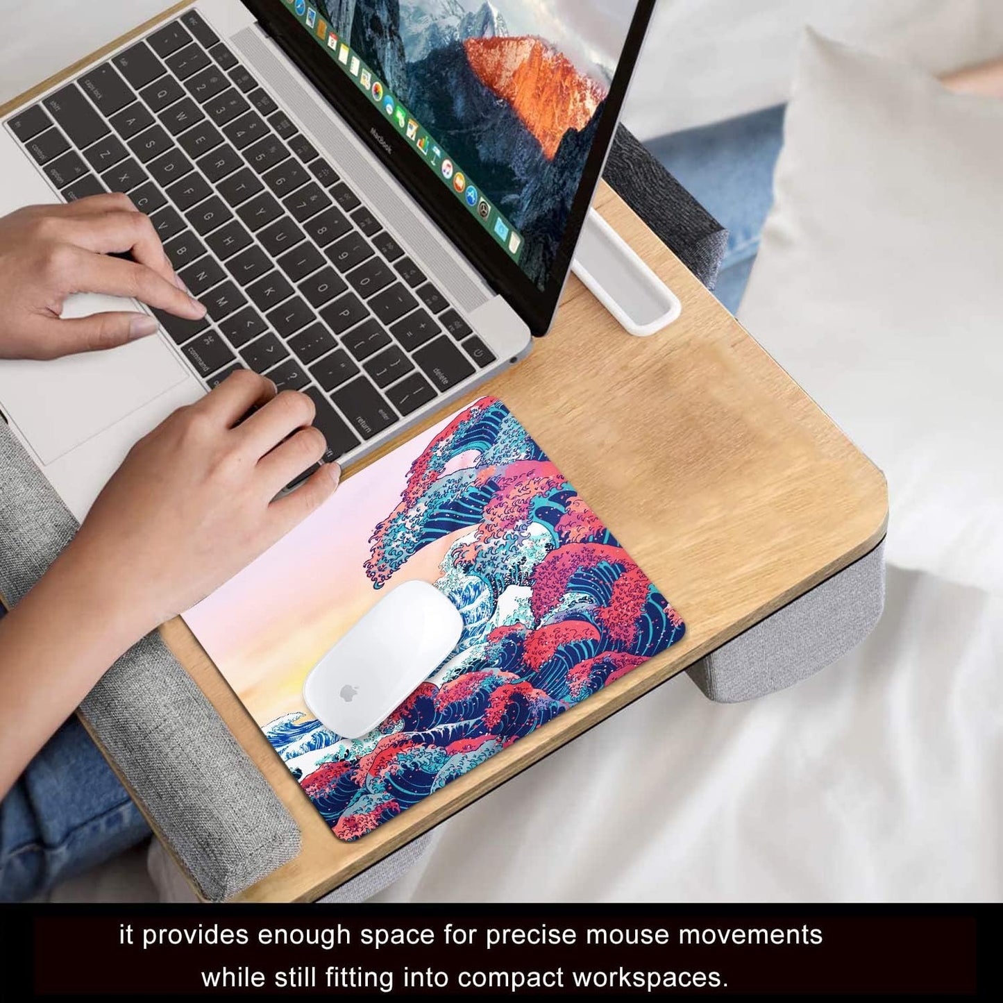 Japanese Ukiyo-e Ocean Waves Mouse Pad Personalized Design, Non-Slip Surface, Rubber Base, Small Office Desk Pad for Computers and Laptops