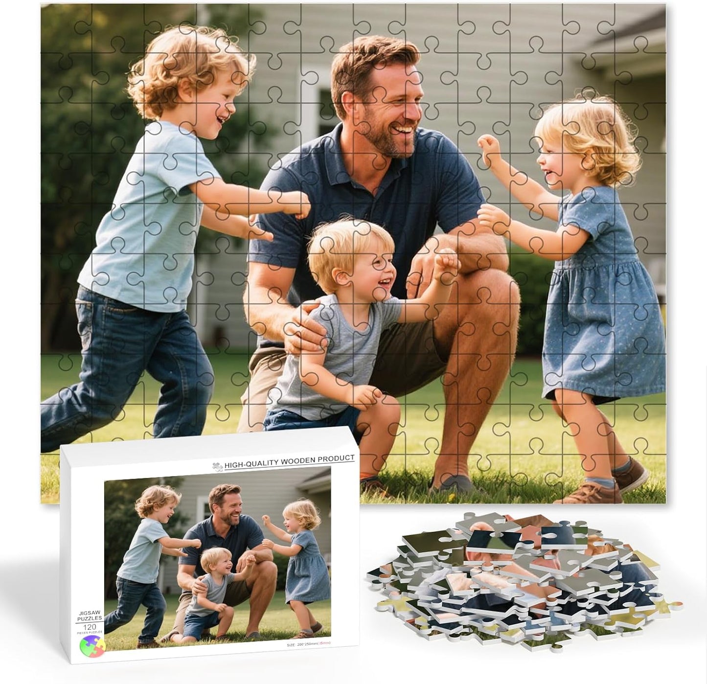 Custom Puzzle from Photos, Personalized Photo Puzzle 35/70/120/500/1000 Pieces with Picture and Text, Personalized Gifts for Family, Wedding, Kids, Dad, Pet, Unique Couple Gifts