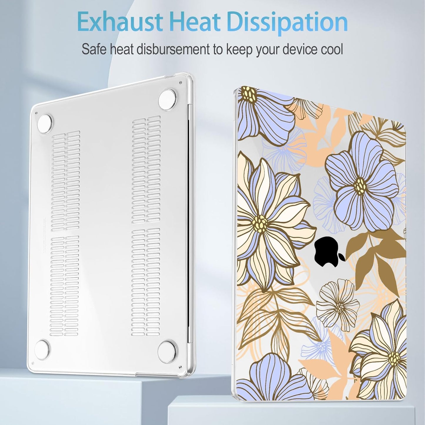 Mektron for 2025 M4 MacBook Air 13.6 Inch A3240 Case Fits 2023 A2681 M2 2024 A3113 M3 Chip with Liquid Retina Display Touch ID, Printed Plastic Hard Shell Cover for MacBook Air 13.6", Abstract Floral