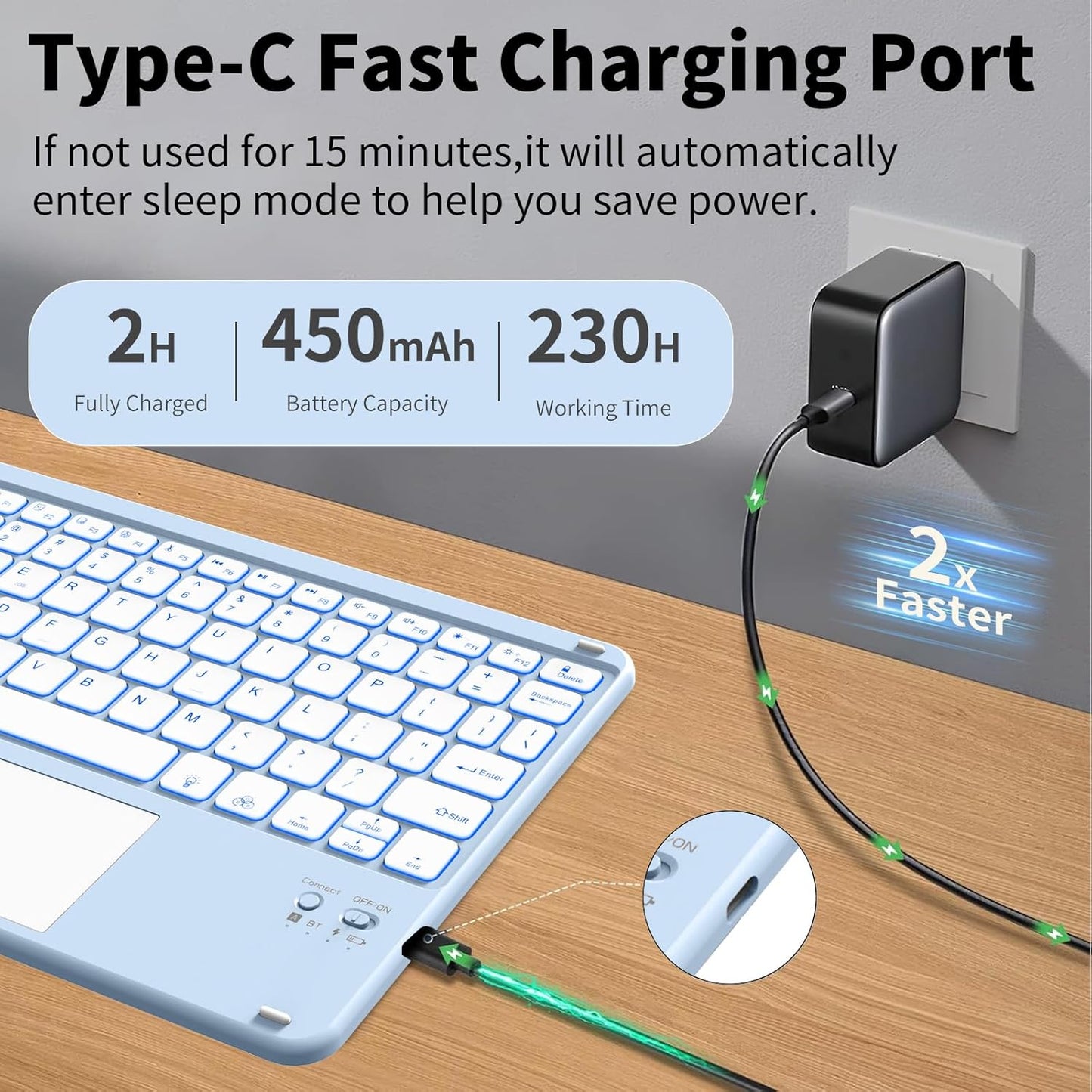 JKSML for iPad(A16) 11th/10th Generation Case with Keyboard (11/10.9 inch) 2025/2022, 7 Color Backlight Detachable Bluetooth Cover with Trackpad, Flip Stand Case Thin with Pencil Holder, White ice