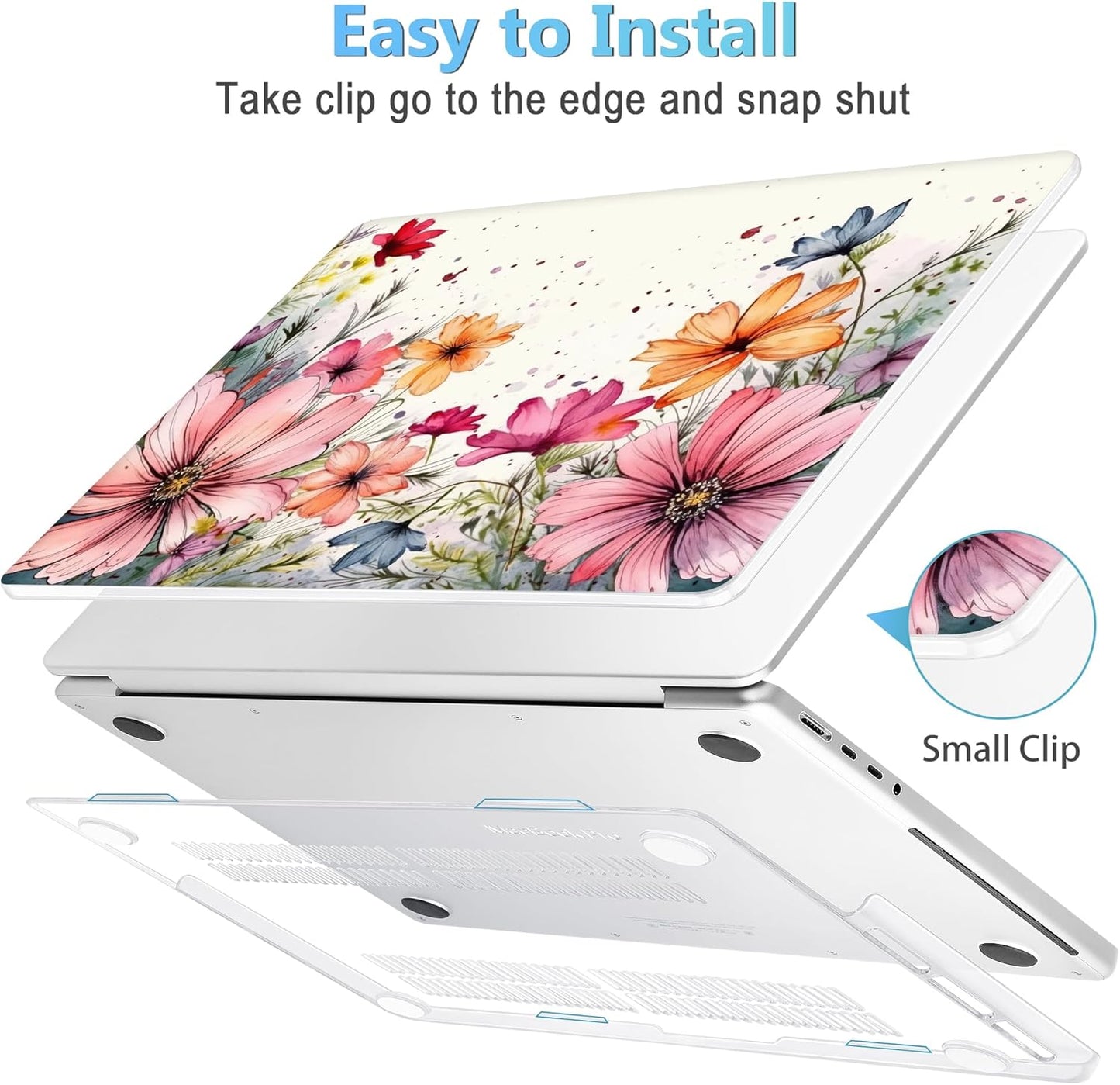 Mektron Case for MacBook Pro 16" M4 A3403 A3186 M3 A2991 M2 A2780 M1 A2485 (2021/2023/2024) Pro/Max with Touch ID, Hard Shell Plastic Laptop Cover Keyboard Cover Screen Protector, Colorful Floral