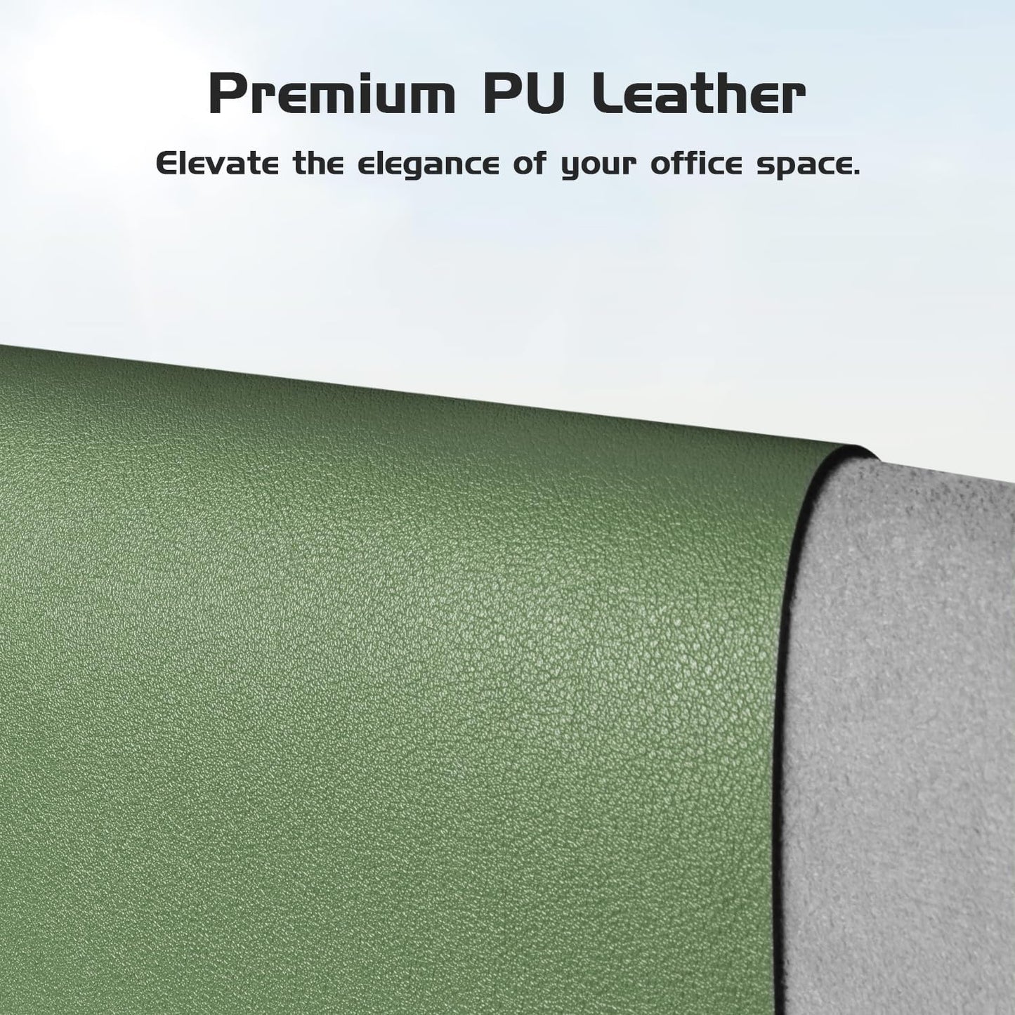 Aothia Leather Desk Pad Protector - Large Mouse Pad, Office Desk Mat, Non-Slip PU Leather Desk Blotter, Laptop Desk Pad, Waterproof Desk Writing Pad for Office and Home (Olive Green, 38" x 13.7")