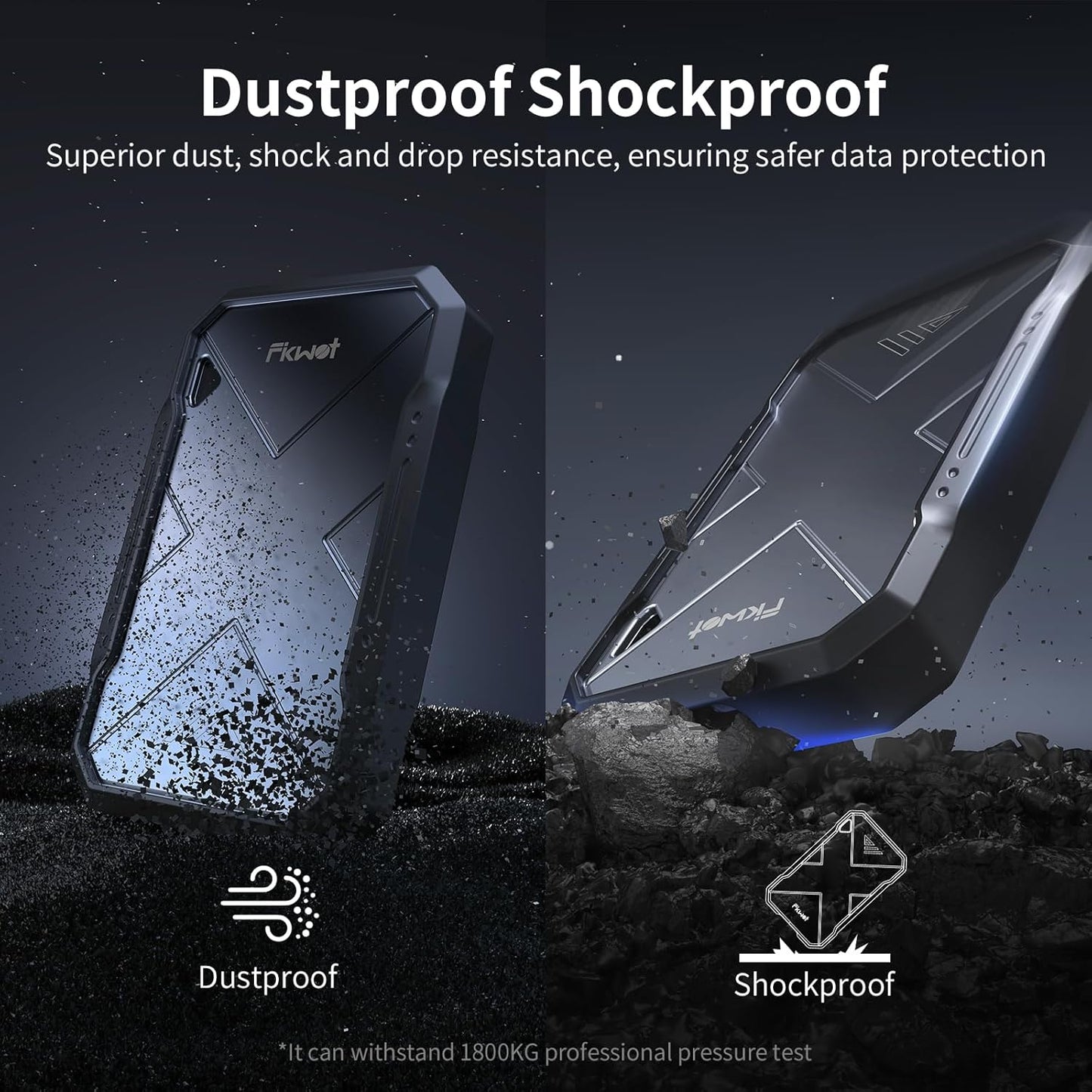 2TB Portable SSD, Up to 2050MB/s, USB 3.2 Gen2 USB-C, IP68 Water & Dust Resistant, Shockproof, External Solid State Drive for Smart TV, Cameras, iPhone 16/15, Windows, Mac and Other Devices (FP90)