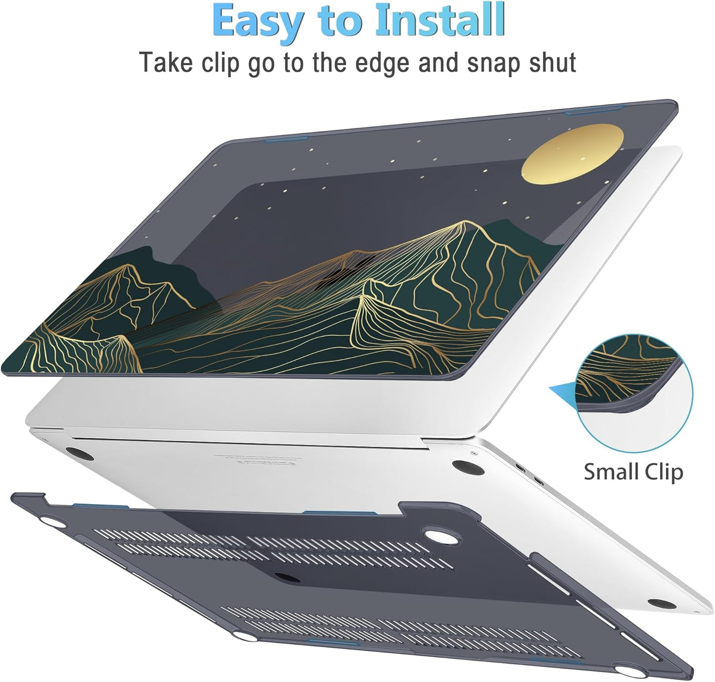 Mektron Case for MacBook Pro 16 Inch A2141 Cover 2019 Release 16" with Liquid Retina Display/Touch ID, Plastic Hard Shell with Keyboard Skin & Screen Protector & Dust Plug, Abstract Mountain C112