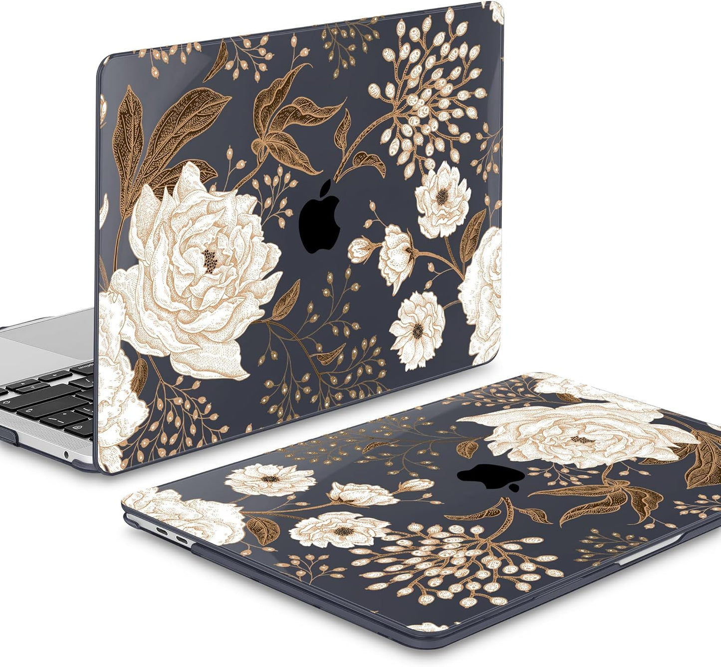 Mektron for MacBook Air 13 Case A1466/A1369 (2010-2017 Release), Snap-on Plastic Hard Shell Cover for MacBook Air 13.3 inch with Keyboard Cover, Peonies and Roses