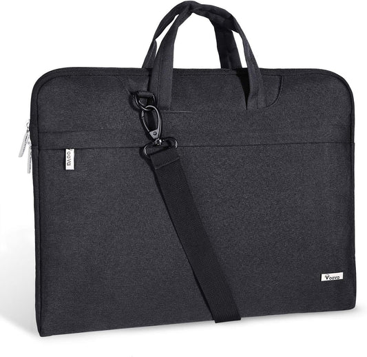 Voova Laptop Bag 15.6 Inch, Waterproof Computer Sleeve Carrying Case with Shoulder Straps & Handle Compatible with Macbook Air 15 M2/M3/M4, MacBook Pro 15/16, 15-16 Inch Hp Dell Lenovo Asus, Black