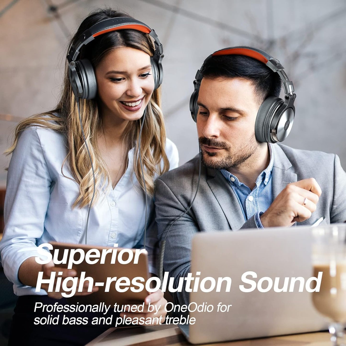 OneOdio Hi-Res Over Ear Headphones for Studio Monitoring and Mixing, Sound Isolation, Protein Leather Earcups, 50mm Driver Unit, Wired Headphones for AMP Guitar Keyboard (Pro-50 Metallic Blue)