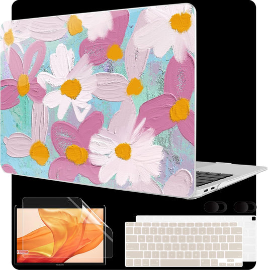 MEEgoodo for MacBook Air 13 inch Case 2021 2020 2019 2018 Released A2337 M1 A2179 A1932 with Touch ID, Plastic Hard Shell & Keyboard Cover Compatible with MacBook Air Case 13.3, Art Plants Floral