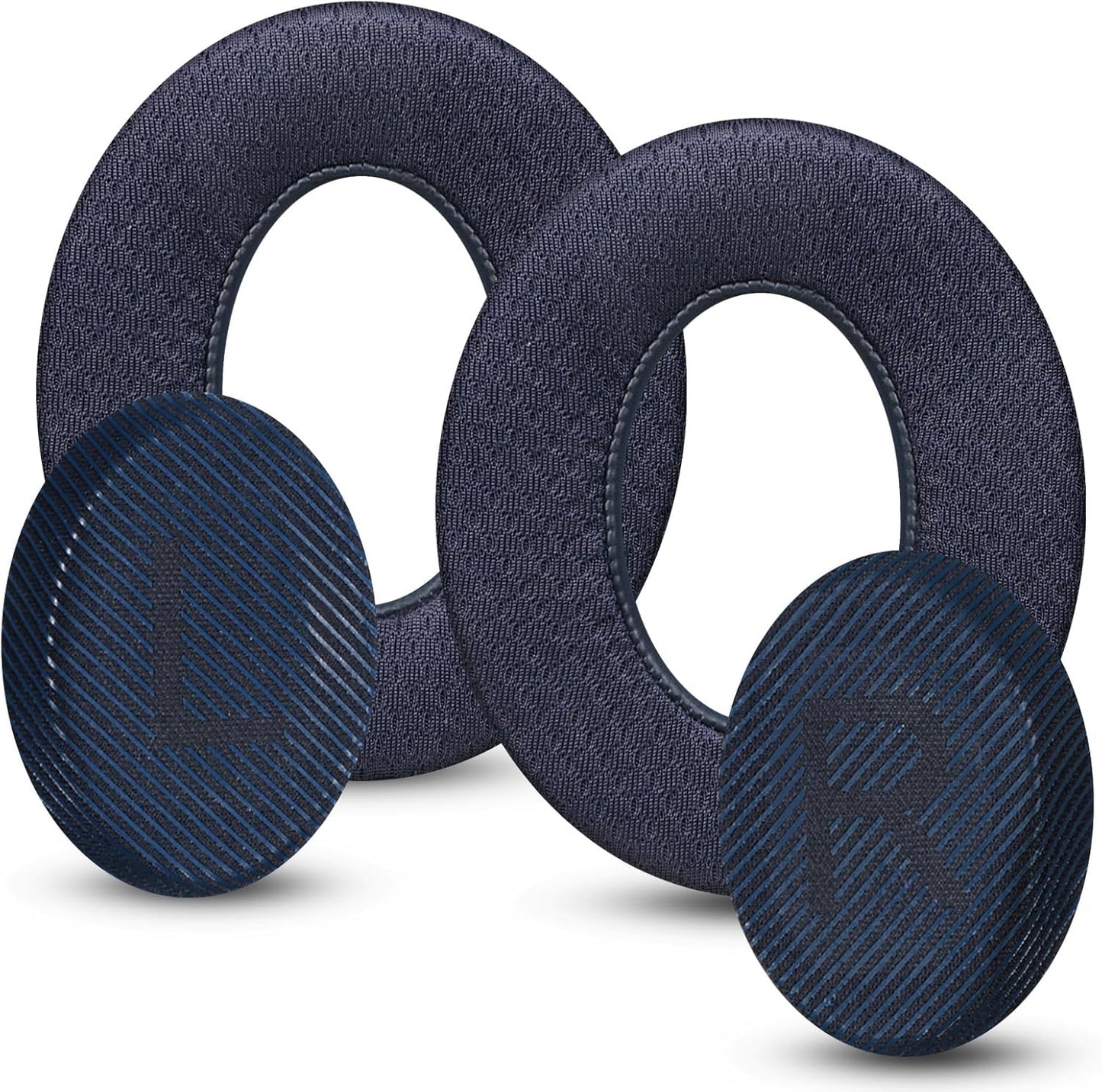 Cooling Gel Headphones Replacement Ear Pads for Bose Quiet Comfort QC35, Mesh Soccer Net Fabric Breathable Sports Fabric, Extra Thick & Cooler for Longer, Softer Memory Foam - Blue