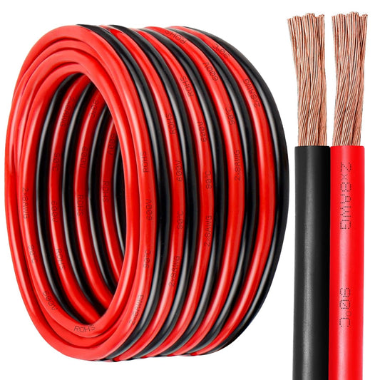 8 Gauge Wire 2 Conductors Copper Wire, 8 AWG Battery Cable Oxygen Free Copper Wire for Solar Panel, Automotive, Trailer, RV and Speaker (8 Gauge 50FT)