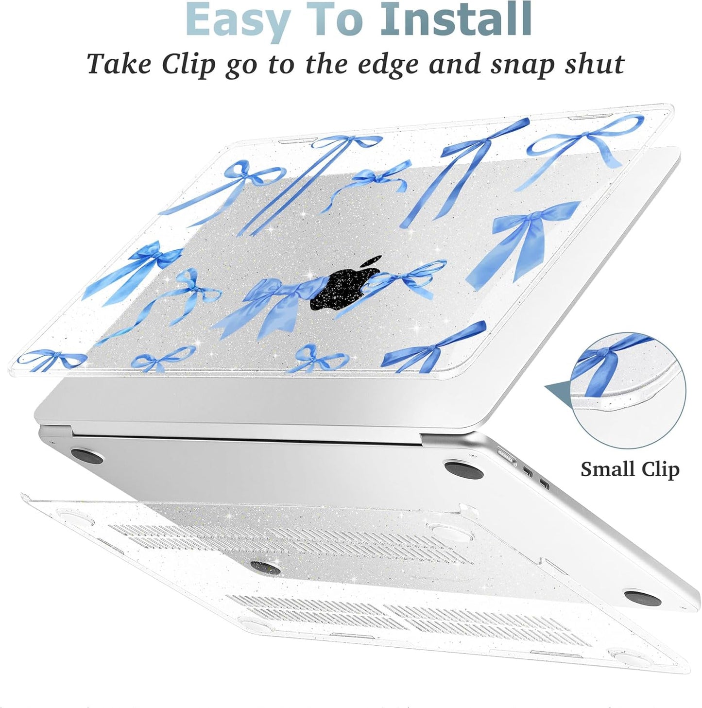 May Chen for MacBook Air 13.6 inch Case A3240 M4 A3113 M3 A2681 M2 with Retina Dispaly, 2025 2024 2023 2022 Release, Plastic Hard Shell Case with Screen Protector & Keyboard Cover, Watercolor Bows