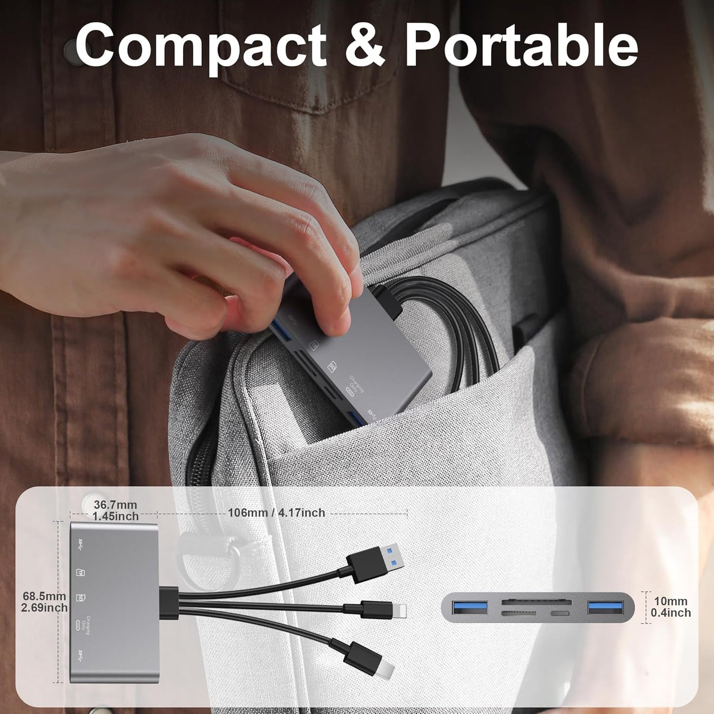 5-in-1 SD Card Reader,High-Speed USB 3.0 Adapter for Phone/Pad USB C/A Devices with TF&SD Card Slots, Supports SD/TF/SDHC/SDXC/MMC