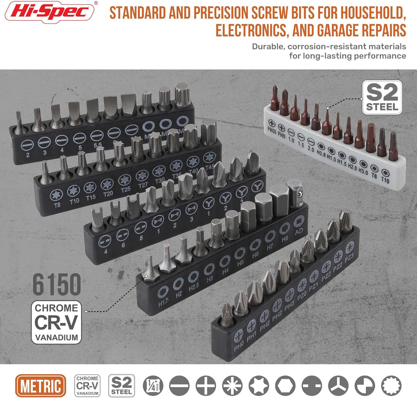 Hi-Spec 78pc Multi Screw Driver Bit Set and 1/4 inch Socket Set with Handles. Flexible Extension, Precision, Torx and Tamperproof 1/4 inch Hex Screwdriving Bit Accessories in a Case