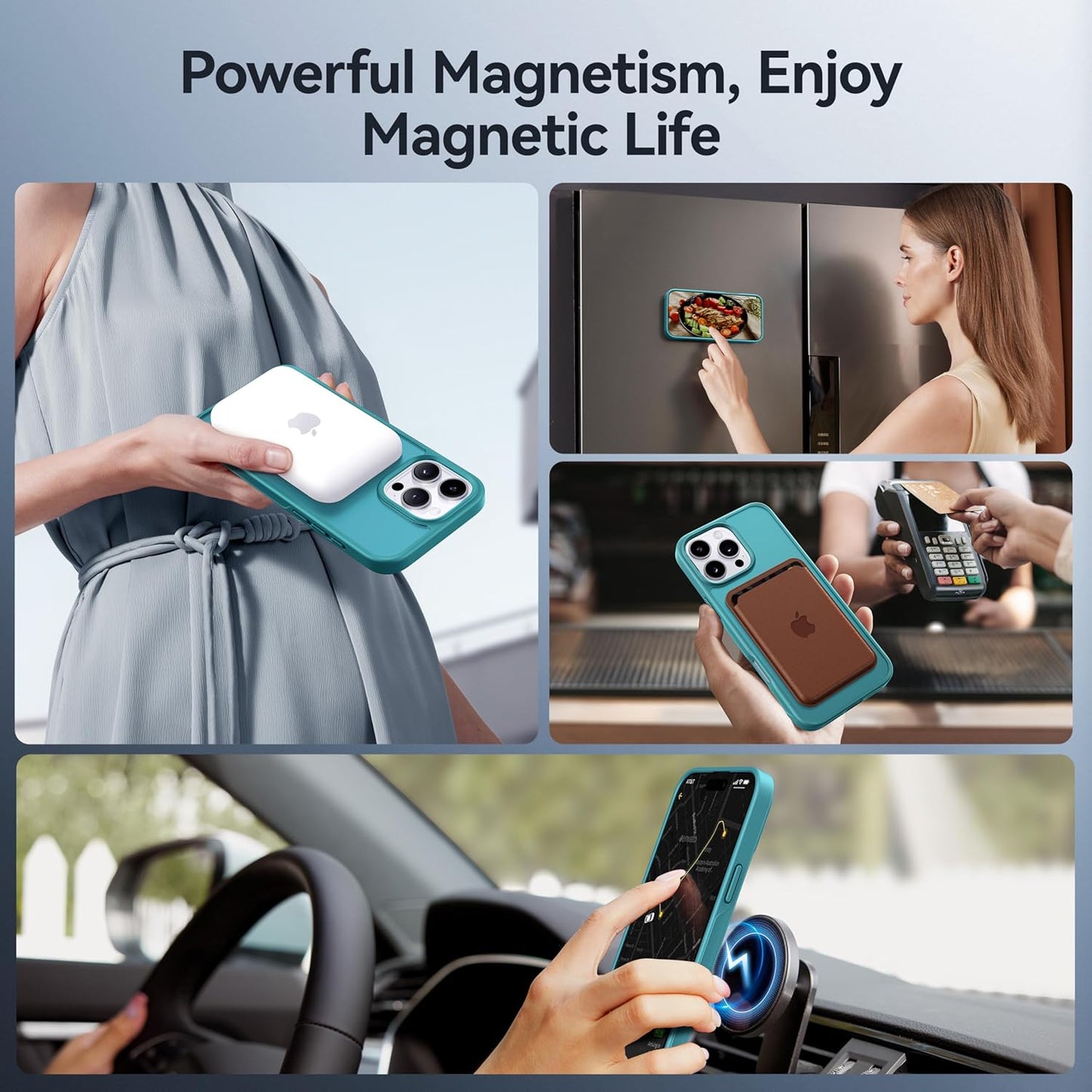 CASEKOO Designed for iPhone 16 Pro Max Case with Magnetic Invisible Stand [Military Drop Protection] [Compatible with MagSafe] Shockproof Slim Translucent Matte Promax Case 6.9 Inch, Teal