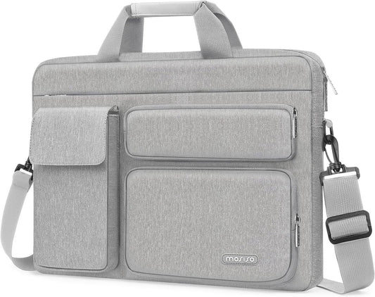 MOSISO Laptop Shoulder Bag, Computer Bag with 2 Raised&1 Flapover&1 Horizontal Pocket&Handle&Belt