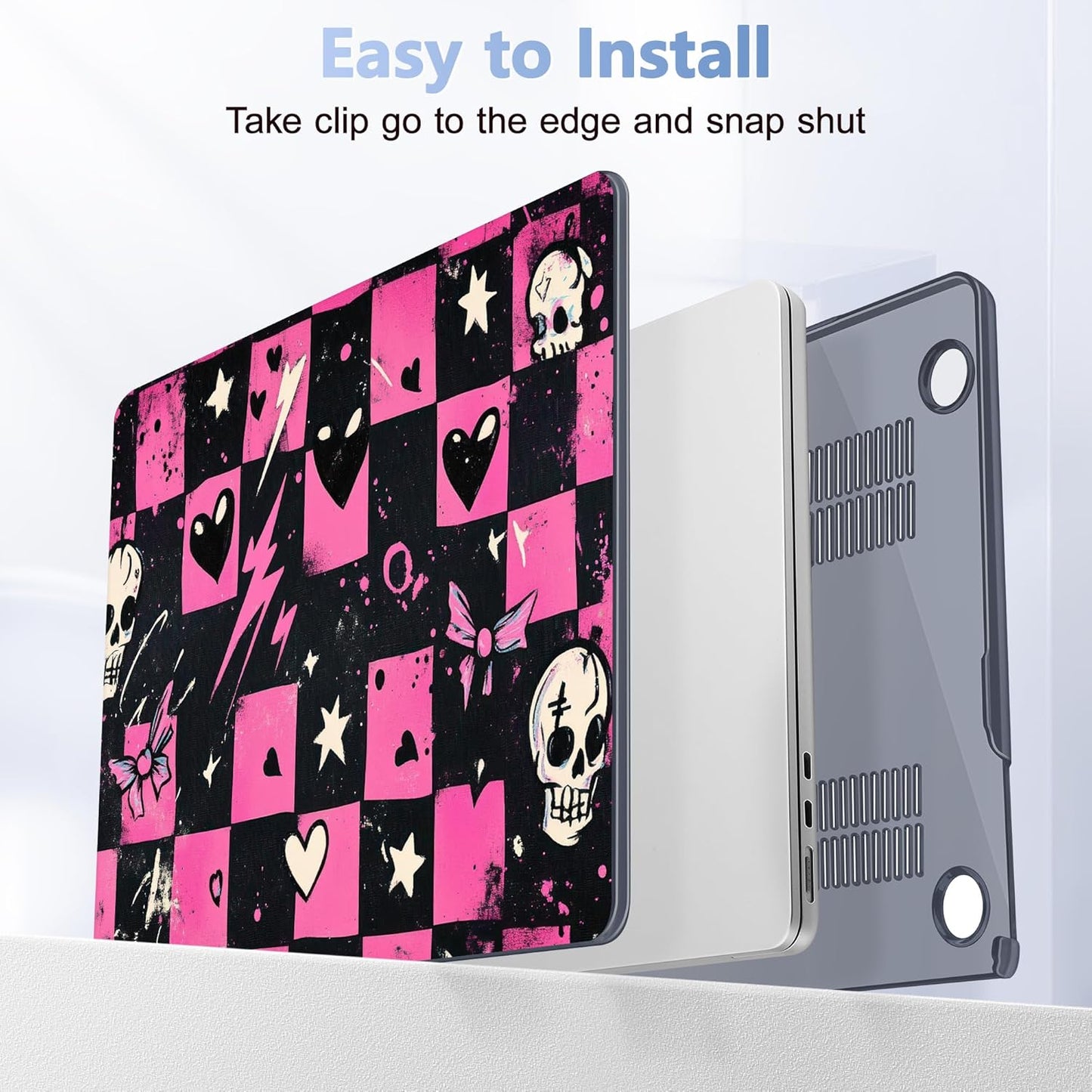 Case for MacBook Air 15 Inch 2025 2024 2023 Release M4 A3241 M3 A3114 M2 A2941, Hard Shell with Screen Protector & Keyboard Cover, Compatible with Touch ID, Pop Punk Checkerboard