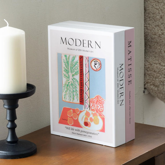 Book Shape Decorative Cable Management Box - Expandable Cable Organizer Box with Magnetic Closure for Home & Office (Modern Matisse, Large)