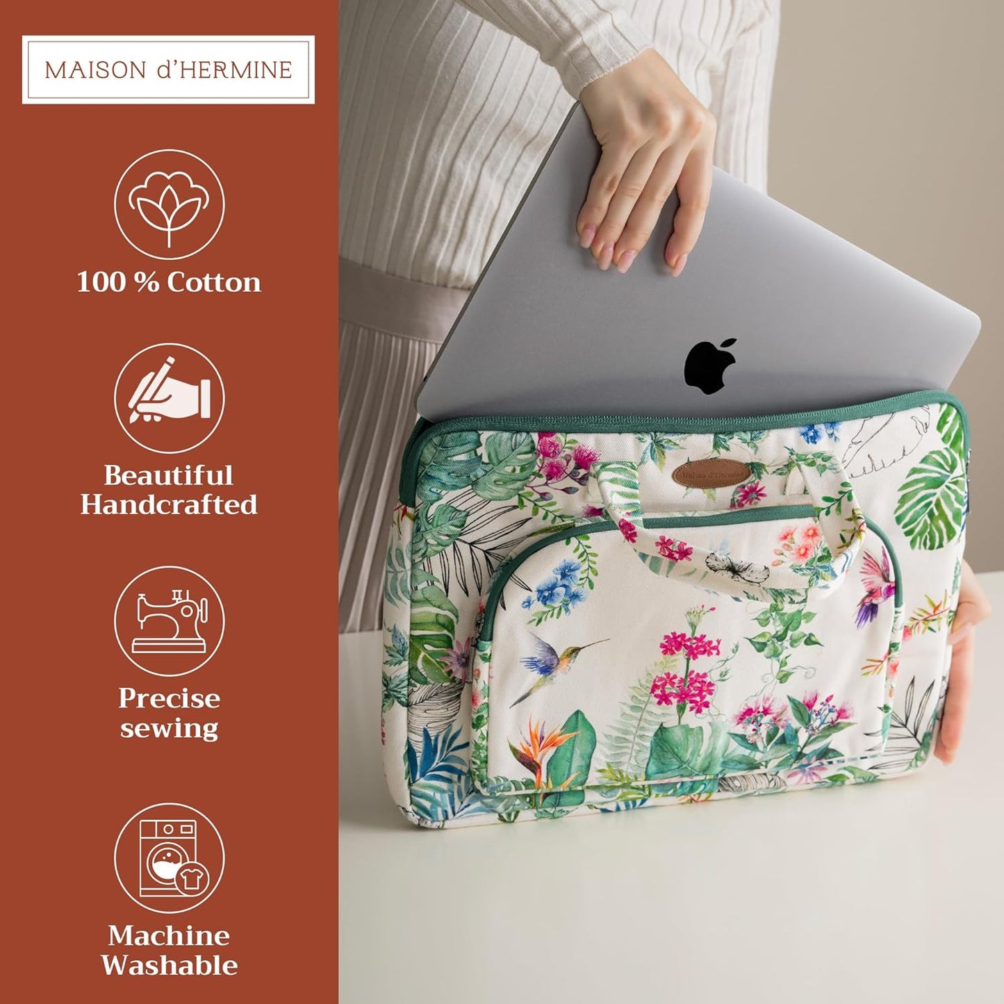 Maison d'Hermine Laptop bag with front pocket Stain and water repellent Cotton canvas