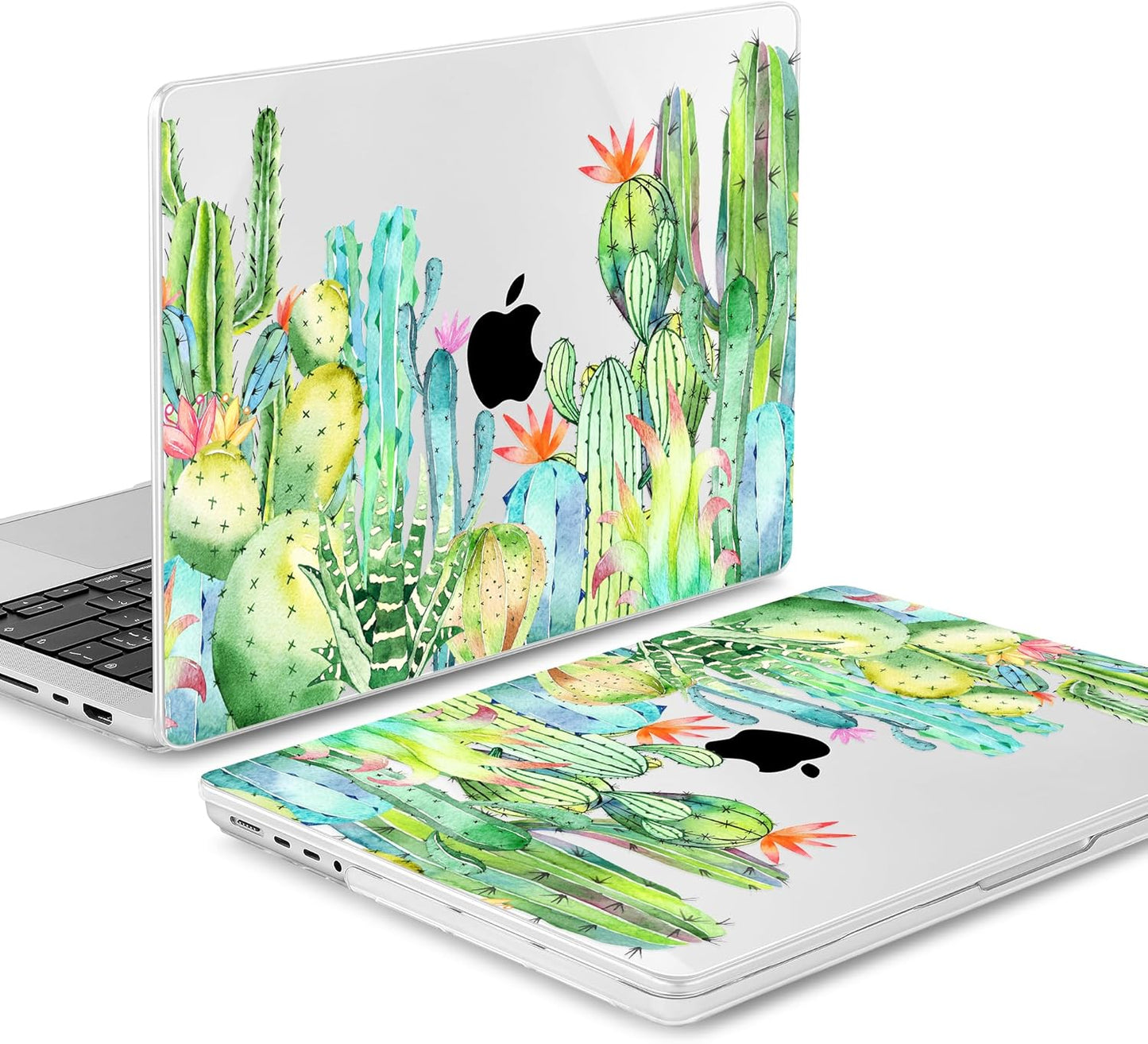 Mektron Case for MacBook Pro 16" M4 A3403 A3186 M3 A2991 M2 A2780 M1 A2485 (2021/2023/2024) Pro/Max with Touch ID, Hard Shell Plastic Laptop Cover Keyboard Cover Screen Protector, Watercolor Cactus