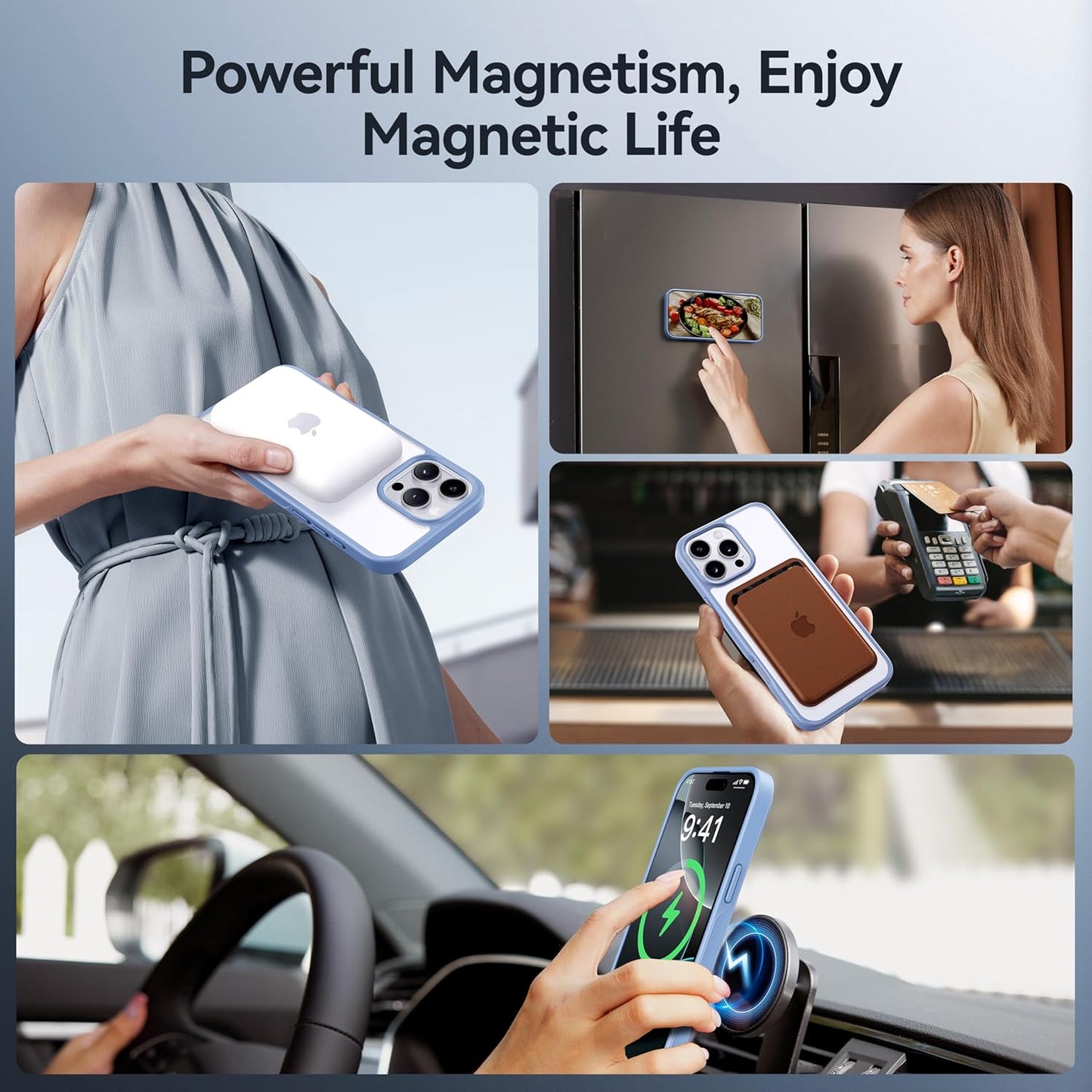 CASEKOO Designed for iPhone 16 Pro Max Case with Magnetic Invisible Stand [Military Drop Protection] [Compatible with MagSafe] Shockproof Slim Translucent Matte Promax Case 6.9 Inch, Light Blue