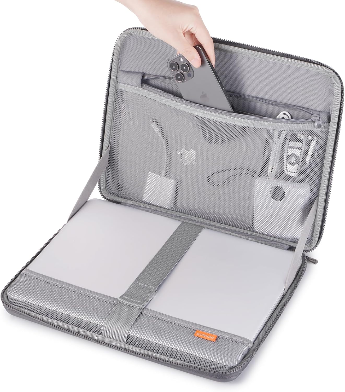 DOMISO 14 inch Laptop Sleeve with Handle Shockproof Computer Bag Waterproof EVA Protective Carrying Case for 14" ThinkPad E480/Yoga 920/13.5" Microsoft Surface Book/HP Pavilion 14 Stream 14, Dark Grey