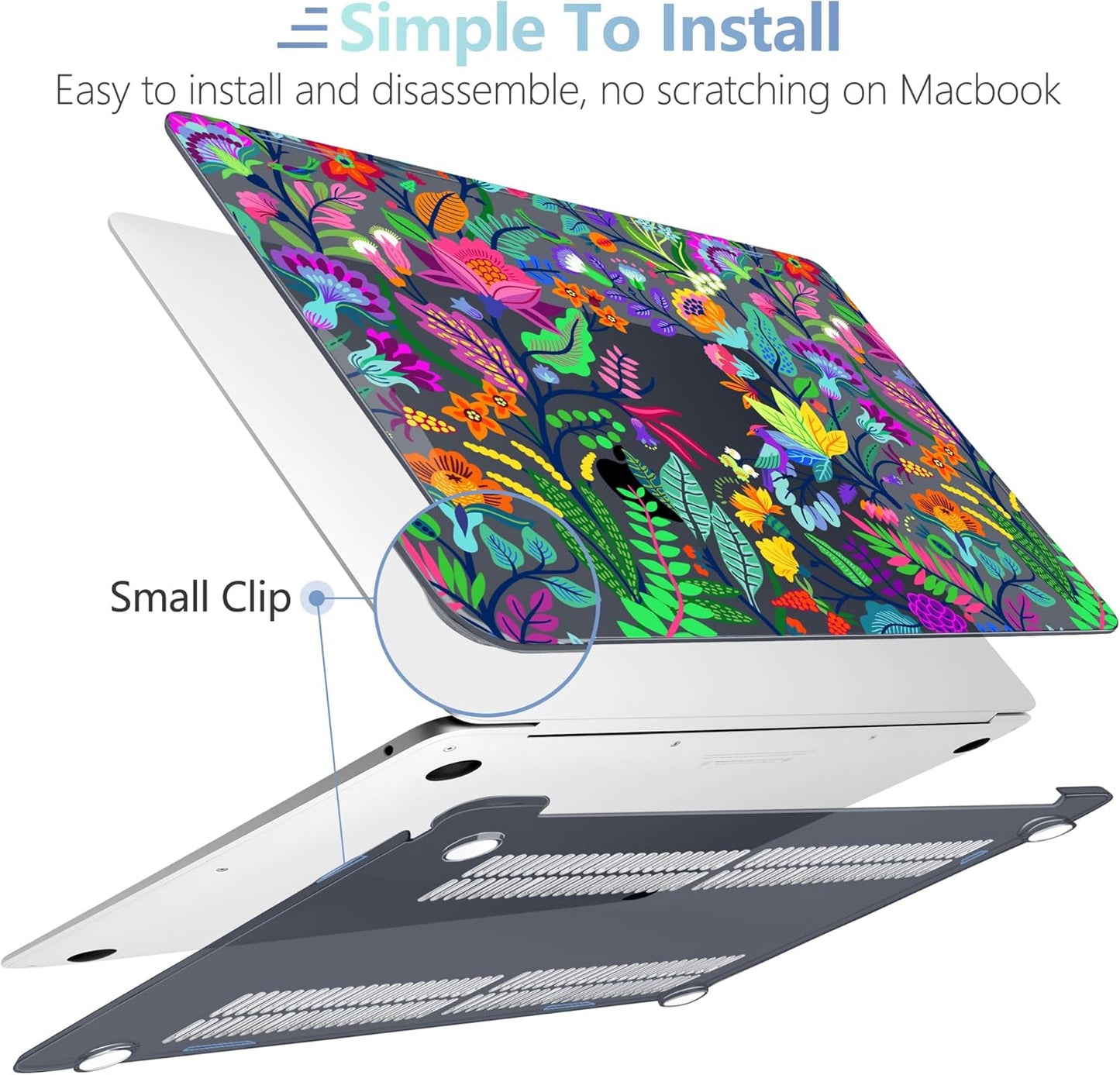 MEEgoodo for MacBook Air 13 inch Case 2021 2020 2019 2018 Released A2337 M1 A2179 A1932 with Touch ID, Plastic Shell & Keyboard Cover Compatible with MacBook Air 13.3, Bright Flowers & Tropic Leaves