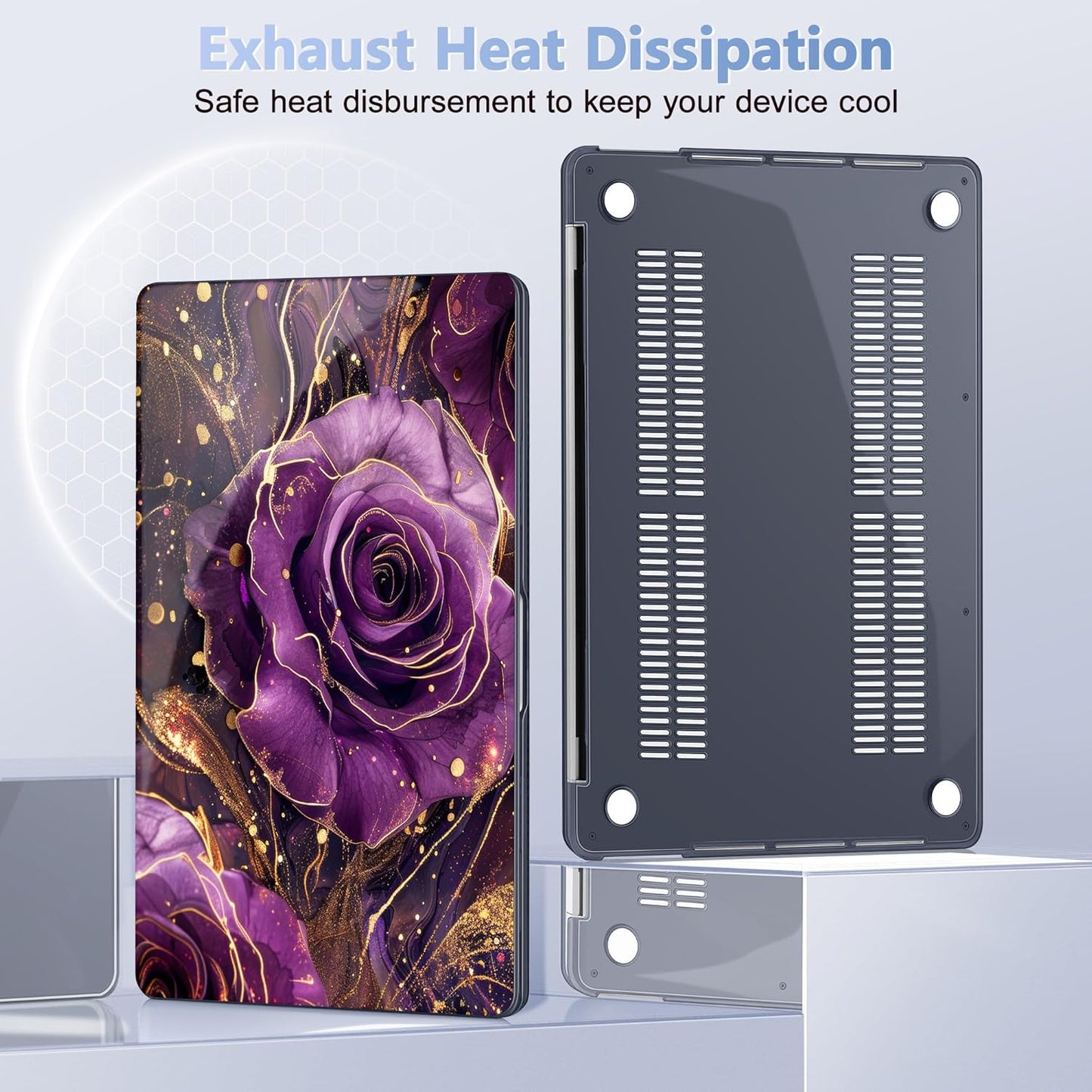 May Chen Case for MacBook Pro 13 inch M2 2023,2022,2021,2020 A2338 M1 A2251 A2289, Plastic Hard Shell Case for MacBook Pro 13" with Touch Bar Fits Touch ID, Purple Roses