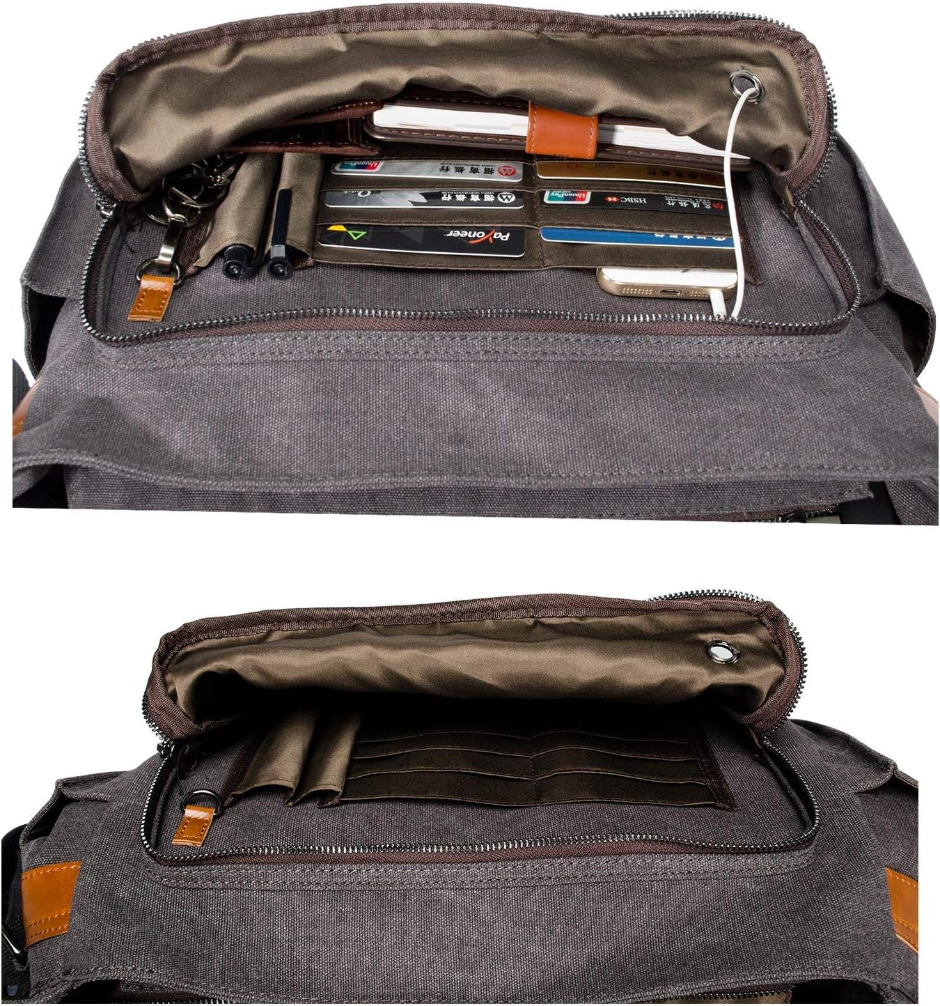 ESTARER 13-14 Inch Laptop Messenger Bag Water-Resistant Canvas Shoulder Bag for Business College, Grey