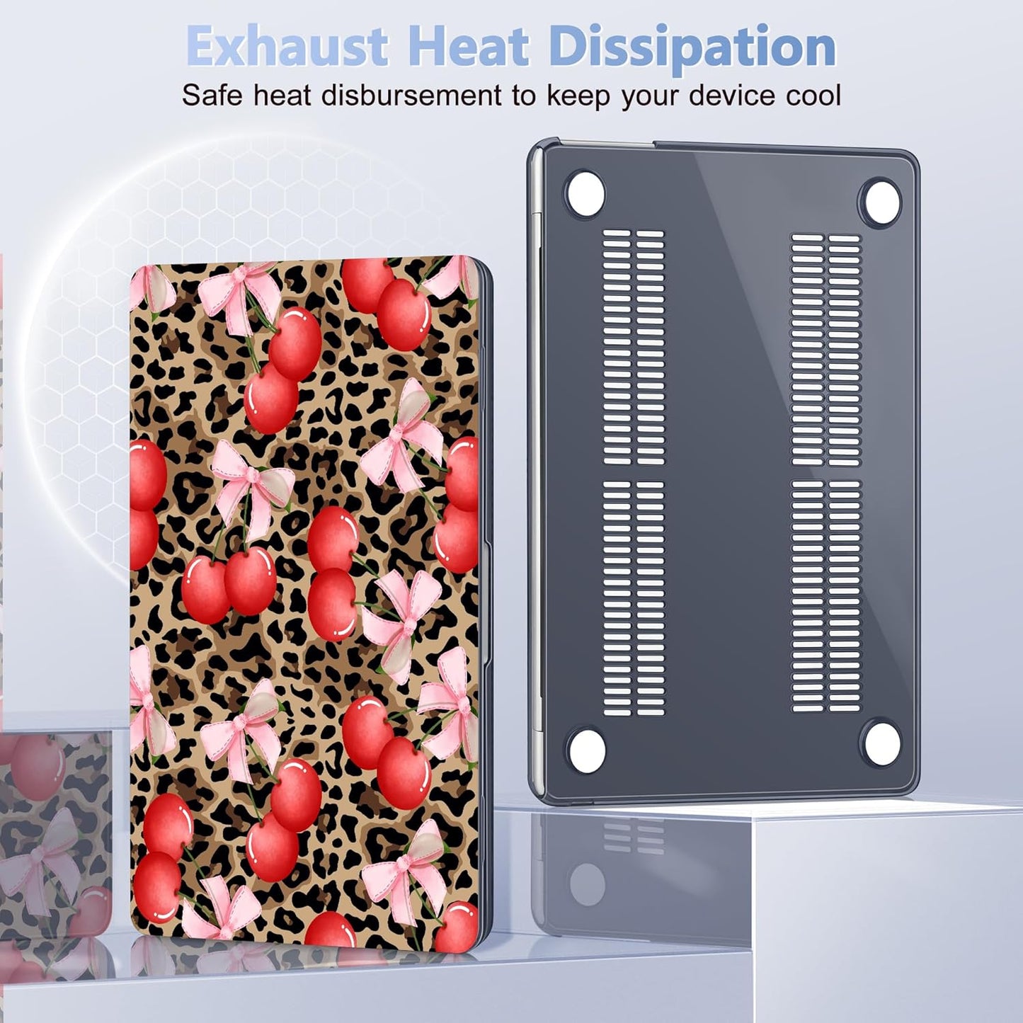 Case for MacBook Air 15 Inch 2025 2024 2023 Release M4 A3241 M3 A3114 M2 A2941, Hard Shell with Screen Protector & Keyboard Cover, Compatible with Touch ID, Leopard Cherry