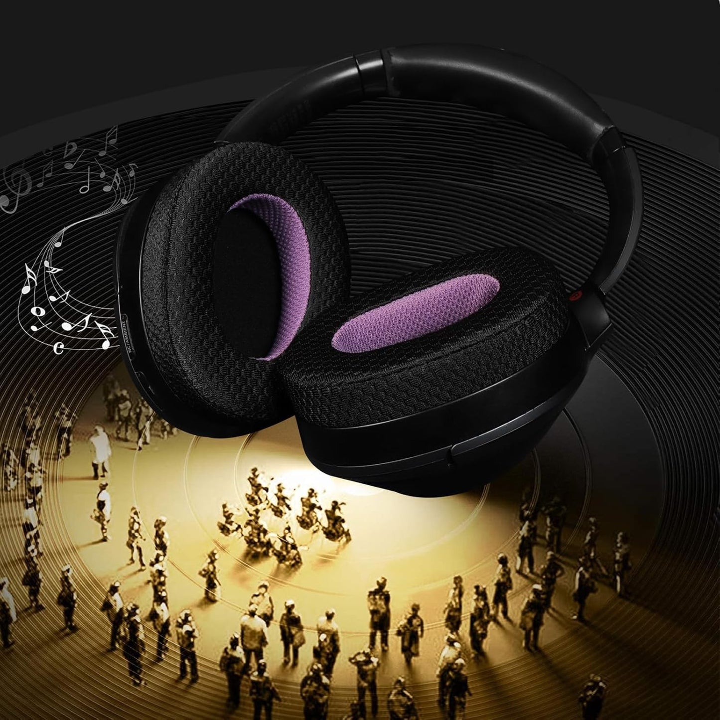 Breathable Mesh Replacement Earpads for WH-1000XM2/MDR-1000X - Comfortable Black/Purple Ear Pad Cushions