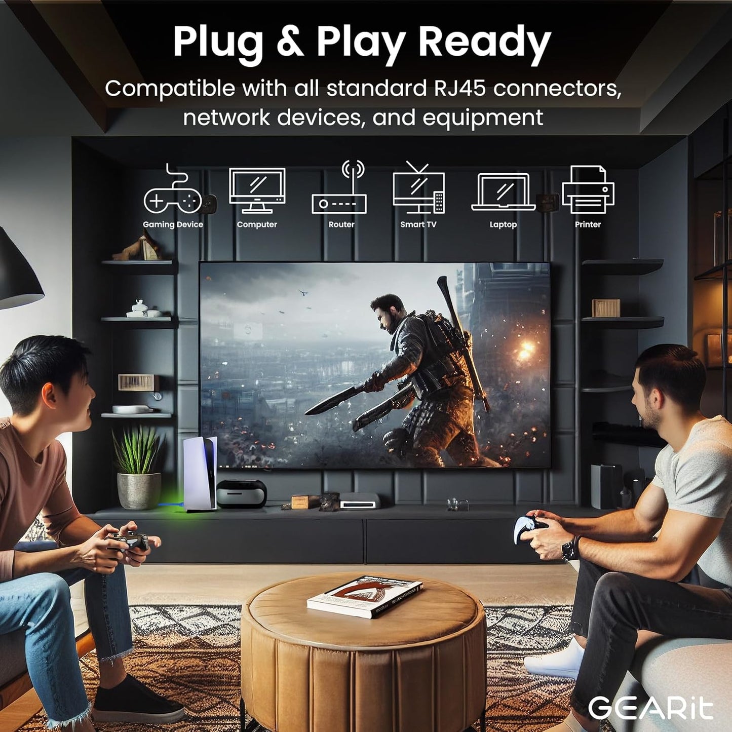 GearIT Cat 6 Ethernet Cable Pack - 10-Pack 1 ft Cat6 Ethernet Patch Cables | RJ45 Network Patch Cable, 10 Gbps Snagless Gold-Plated Connectors - Ethernet Cable Cat 6 for PC, TV, Router - Blue