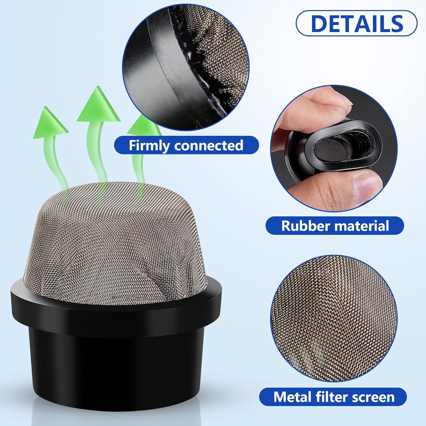 DECOHS 4 Pcs 190106Z Air Bleeder Screen Cap- Stainless Steel Screen Filter Cap Replacement Parts- Air Valve Strainer Cap for Most Pools Filters