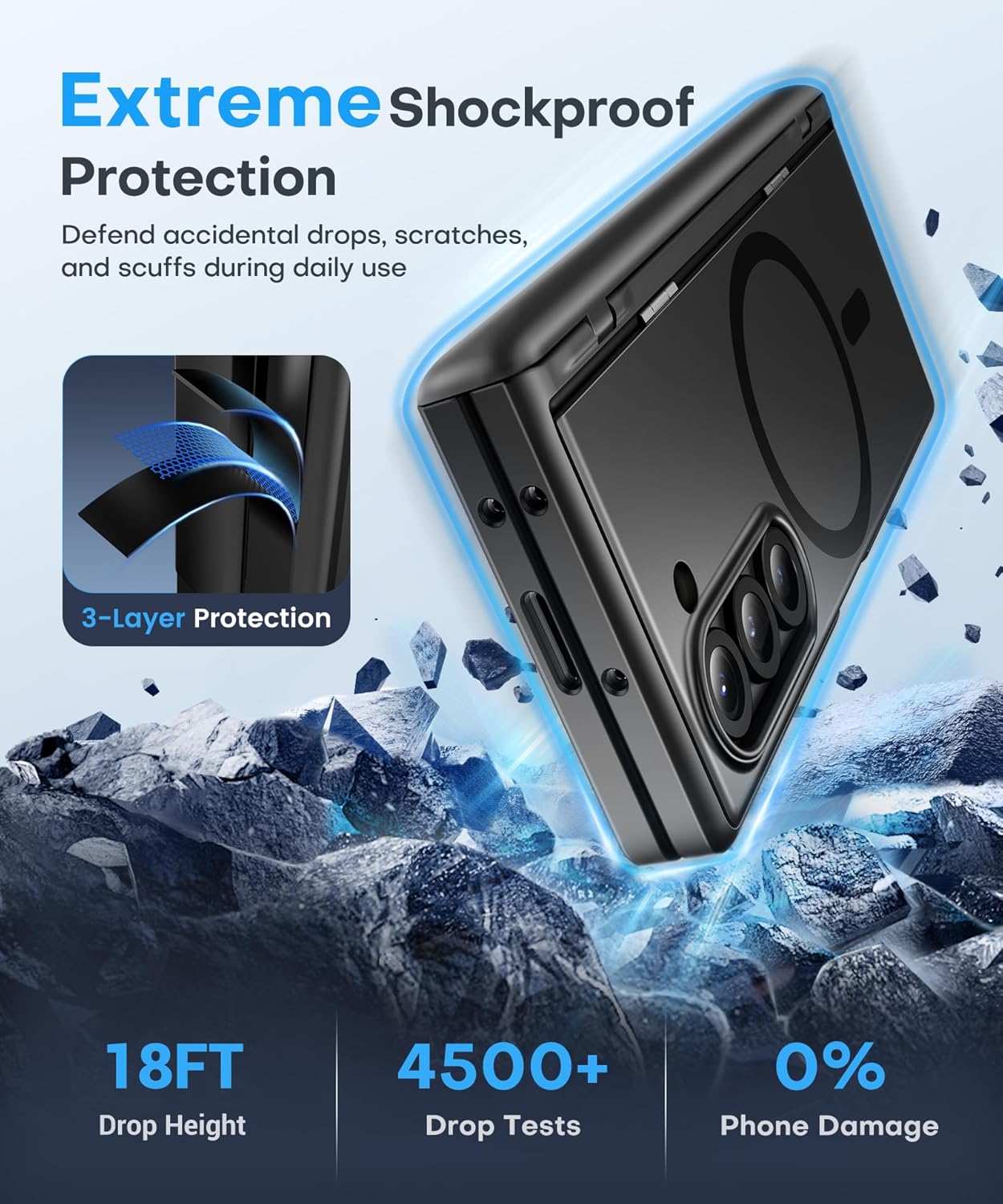 BERFY Magnetic for Samsung Galaxy Z Fold 6 Case with Privacy Screen Protector, [Compatible with MagSafe][Anti Spy] Built-in Hidden Kickstand, Full-Body Shockproof Slim Phone Case for Z Fold 6, Black