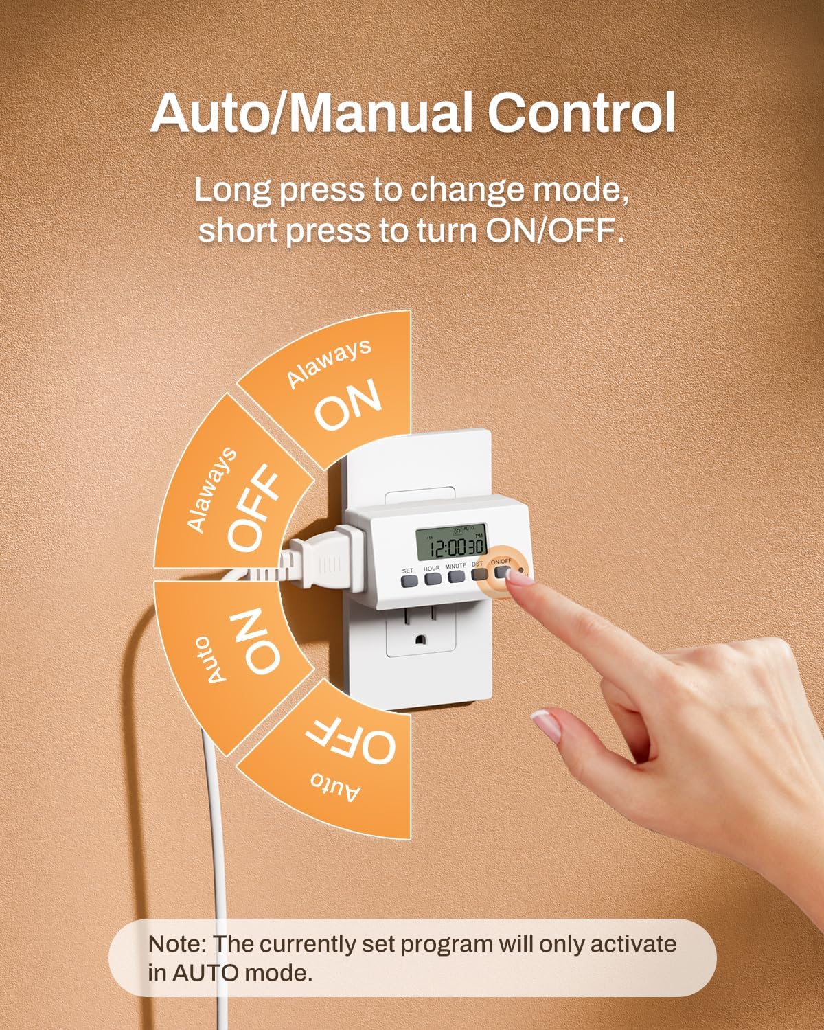 BN-LINK Digital Timer Outlet Indoor,24 Hour Light Timer Easy Programmable,Mini 2 Prong Plug in Timers for Electrical Outlets,Lamps,Fans,2 On/Off Programs,2 Pack,15A/1875W