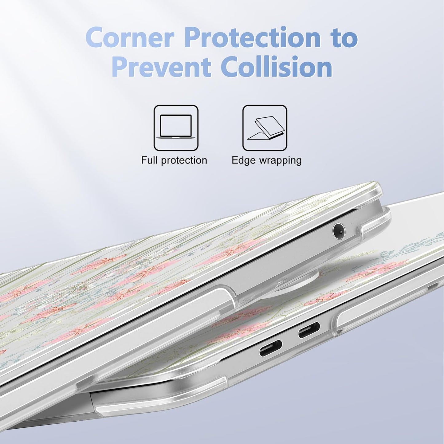 Case for MacBook Pro 13 inch with/Without Touch Bar (2016-2022, M2 A2338 M1 A2289 A2251 A2159 A1989 A1706 A1708), Hard Shell + Keyboard Cover + Dust Plug, Floral C322