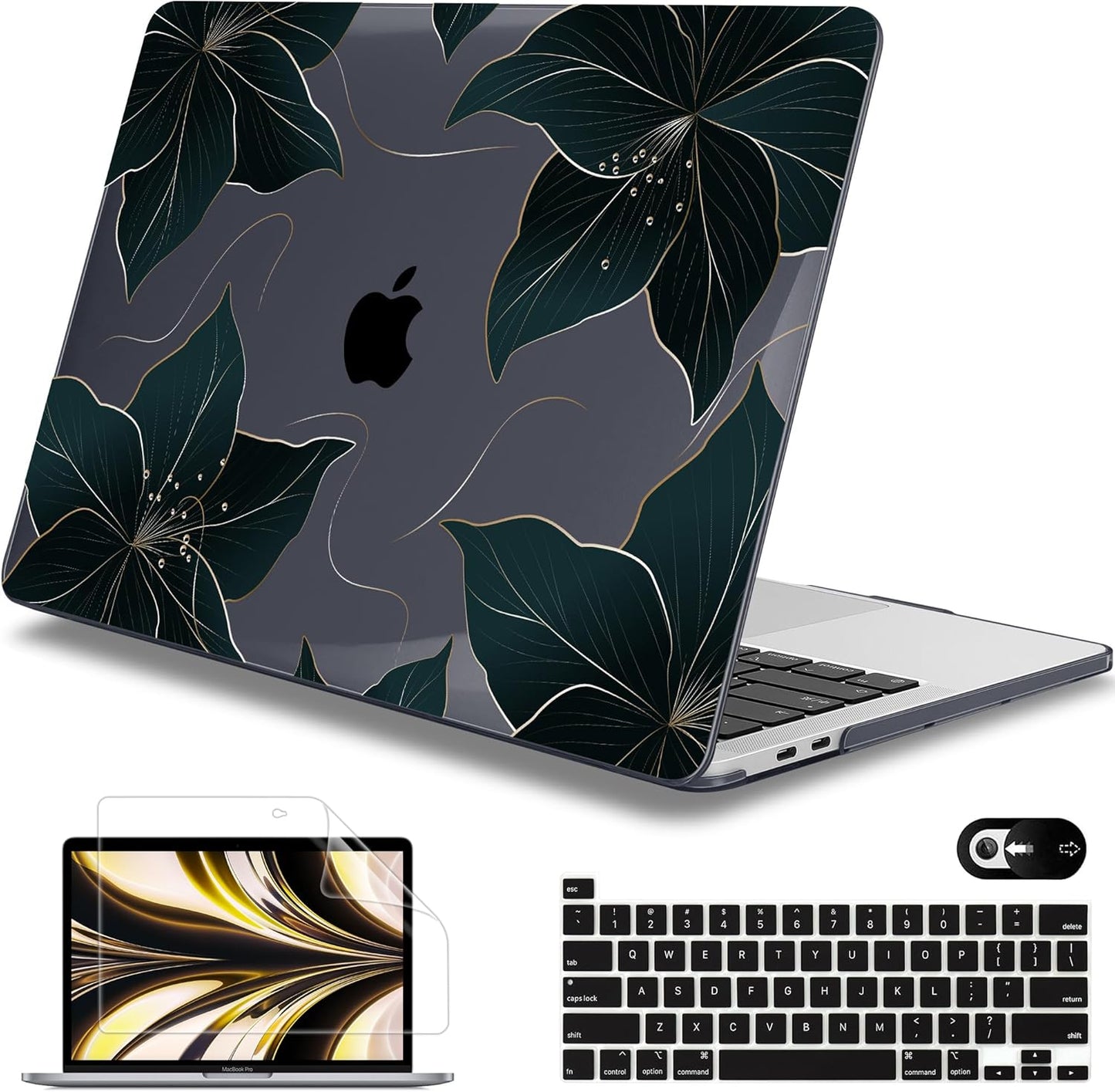 Mektron for MacBook Pro 13-inch Case 2022 2021 2020 Release A2338 M2 M1 A2289 A2251, Printed Plastic Hard Shell Cover for New MacBook Pro 13.3-inch Touch Bar Fits Touch ID，Floral C218
