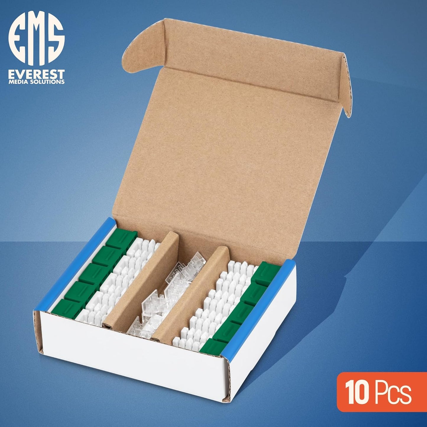Everest 90° Angled RJ45 Cat6 Keystone Jacks 10-Pack in Green - Slim Profile Female RJ45 Connectors - Cat 6 Keystone Jack - Compatible with 90° Angled Speed Termination Tool - easyJACK (B094WB91H3)