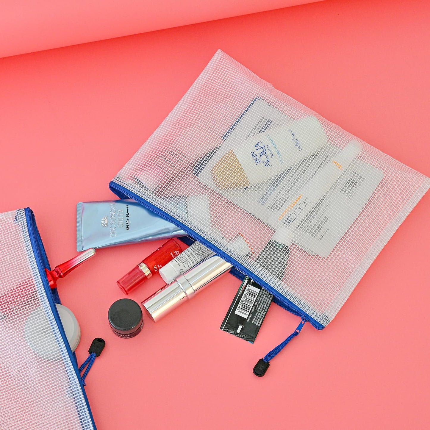 AUSTARK 10 Pcs Zipper File Bags, Waterproof Plastic Mesh Pouch for Office School, Board Game Storage Bags (B5 Size 11.4''x8.2'', White and Blue)