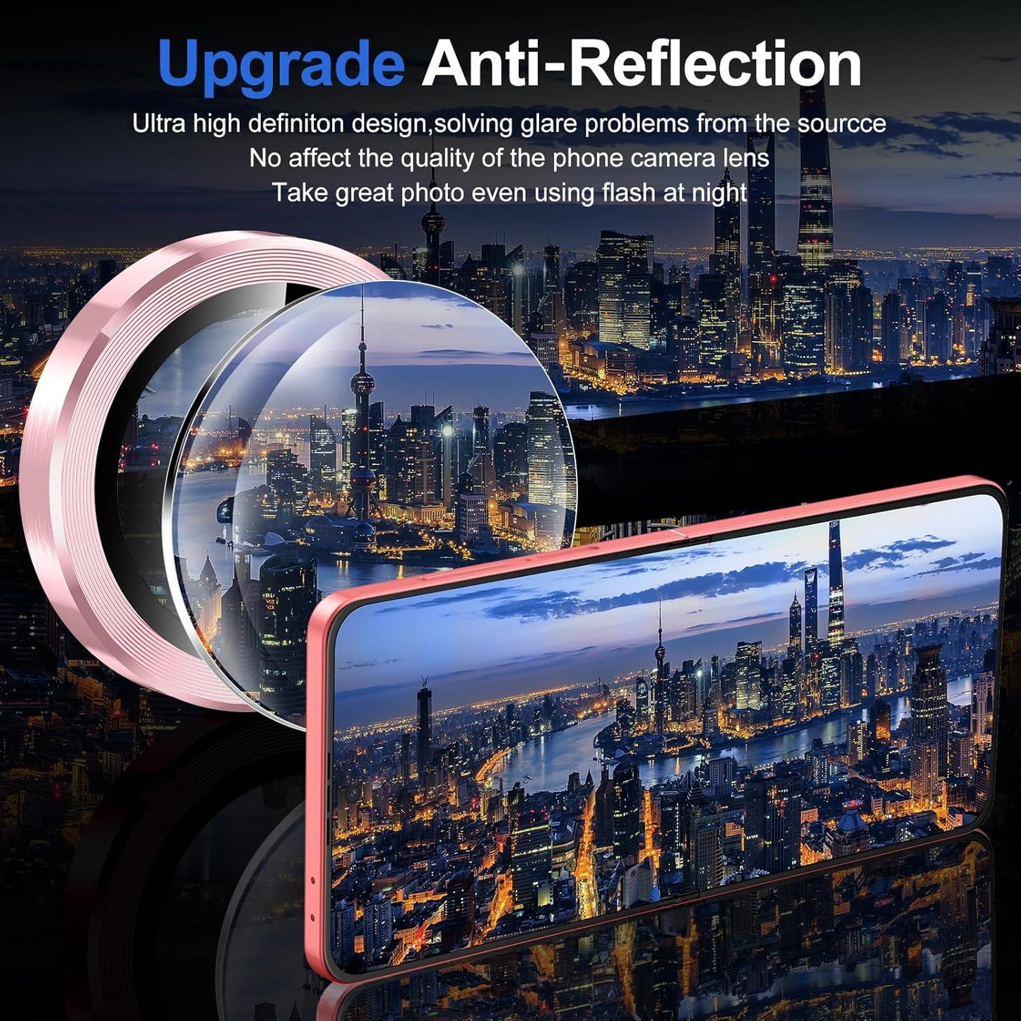 for Samsung Galaxy Z Flip 7 Camera Lens Protector, Individual Metal Ring Tempered Glass Lens Cover, [Strong Adsorption] Scratch Resistant Ultra-Thin HD Clear Lens Cover, 1 Set-Pink