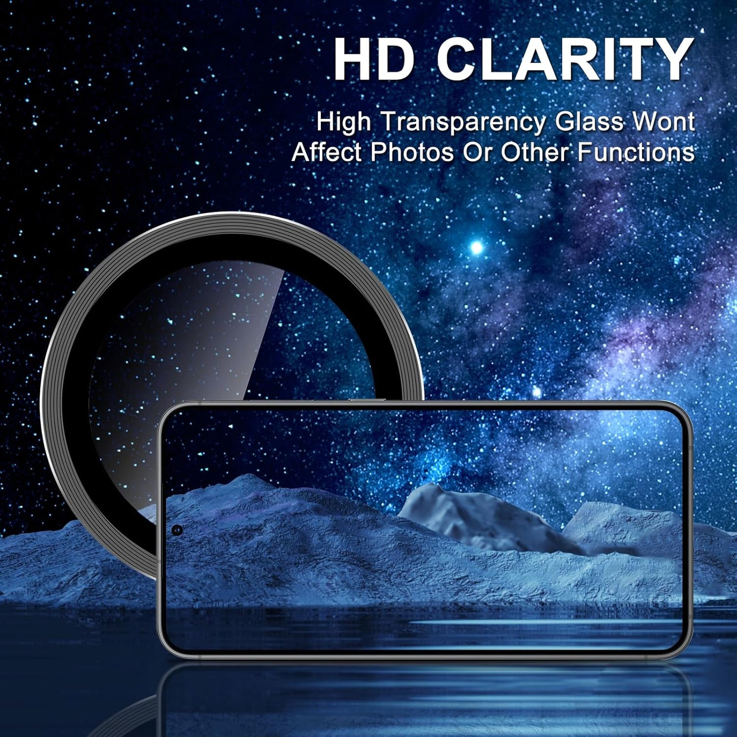 for Samsung Galaxy A35 5G Camera Lens Protector, Individual Metal Ring Tempered Glass Lens Cover, [Strong Adsorption] Scratch Resistant Ultra-Thin HD Clear Lens Cover, 1 Set-Black